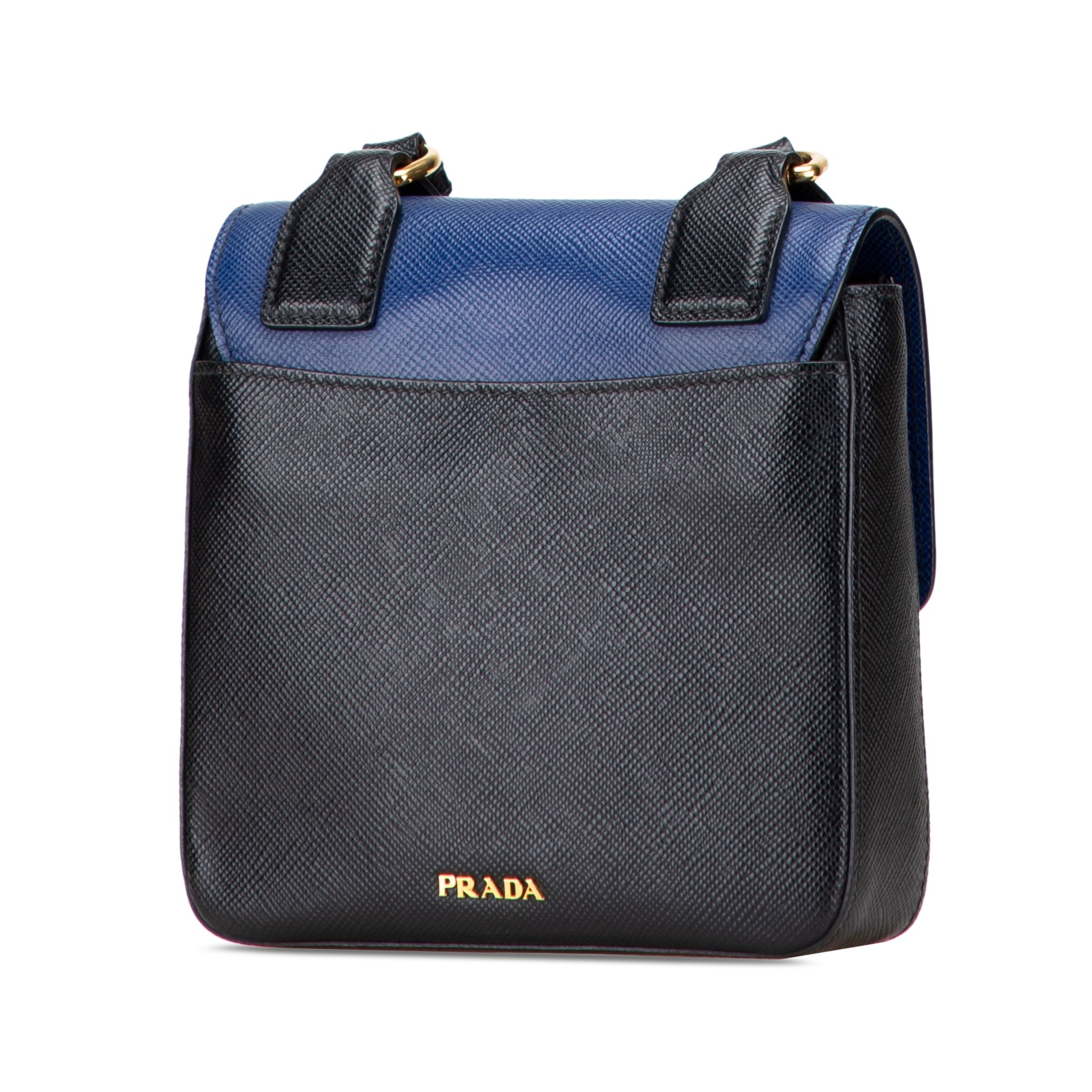 Prada Bicolor Saffiano Cuir Flap Crossbody