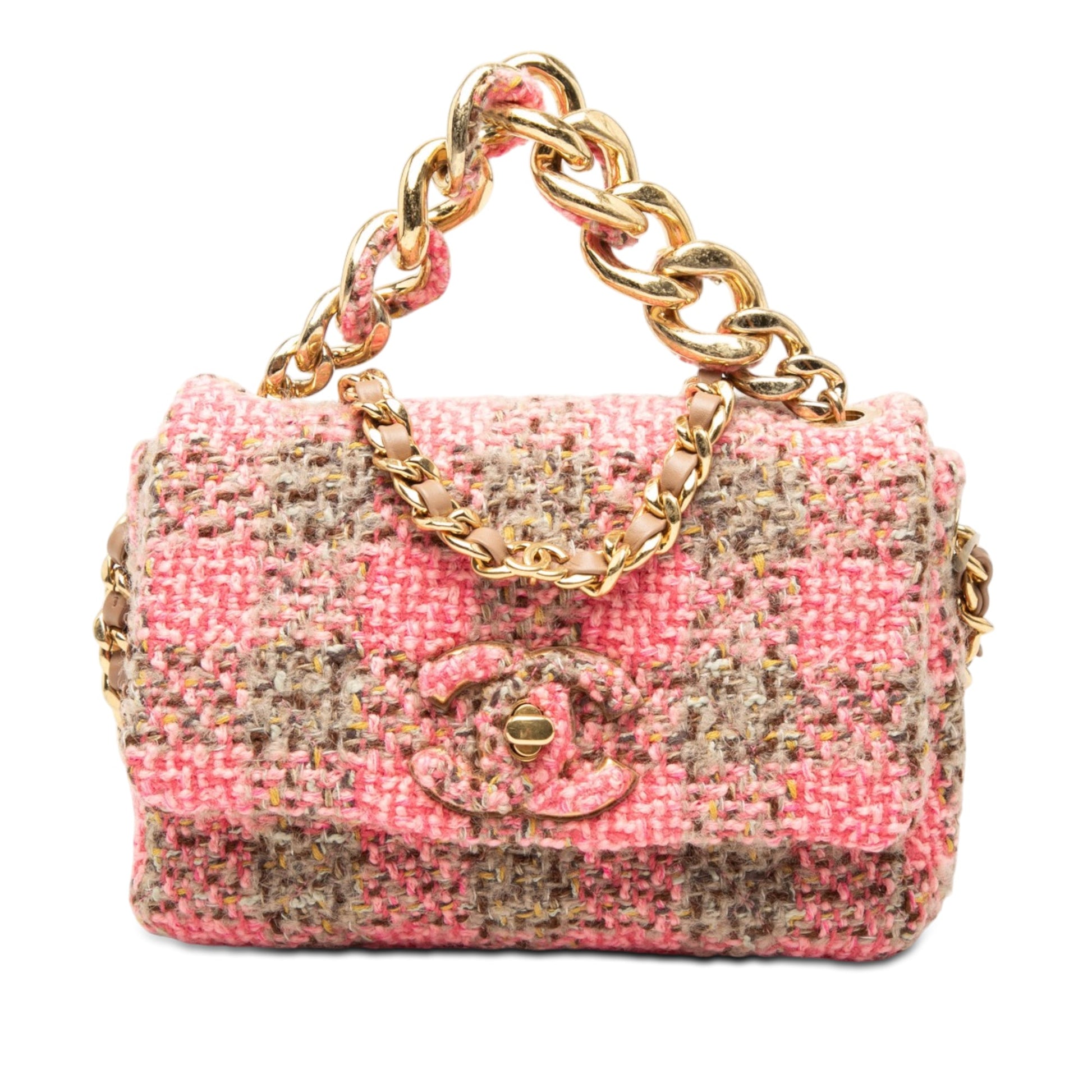 Chanel Small Quilted Wool Tweed Elegant Chain Flap