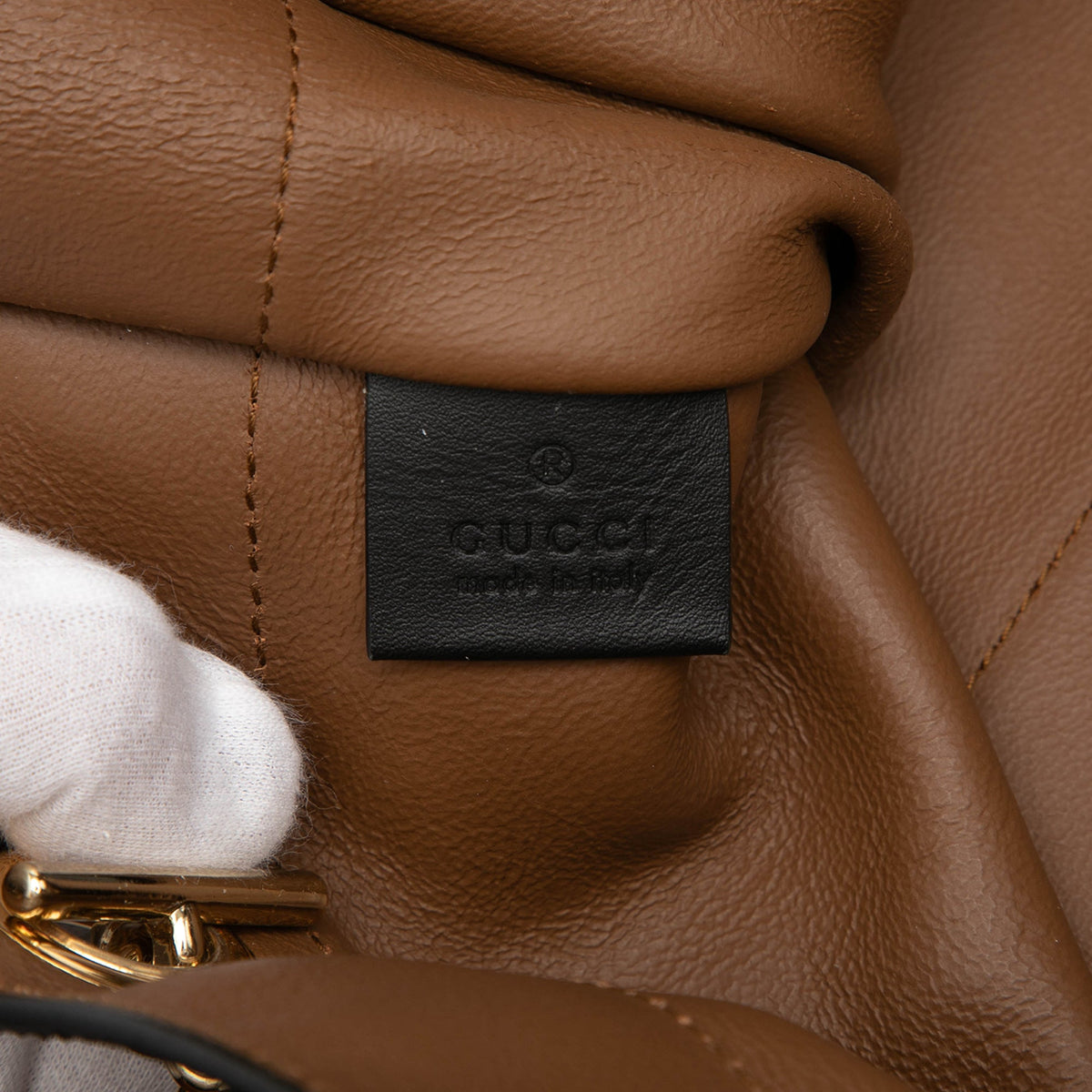 Gucci Large Suede Web Rajah Tote — Brown