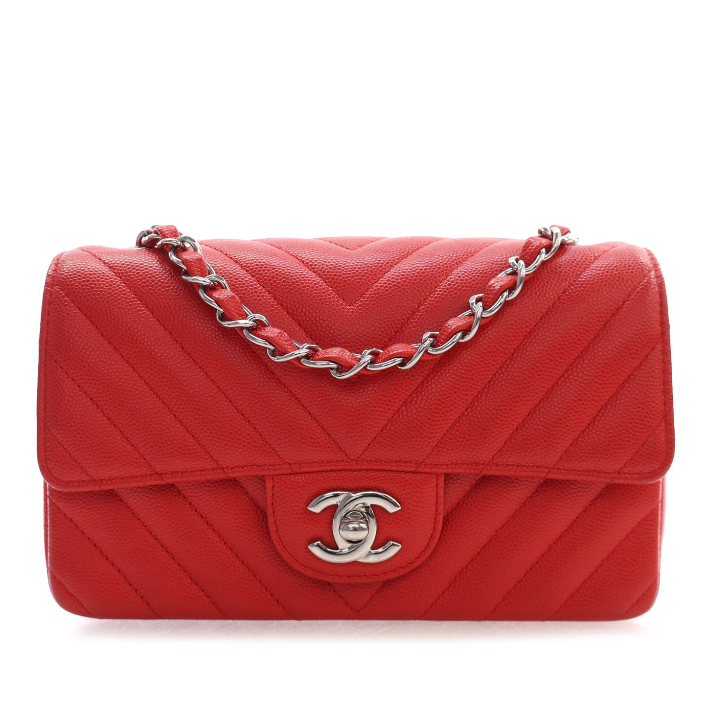 Chanel Mini Rectangular Classic Chevron Caviar Single Flap