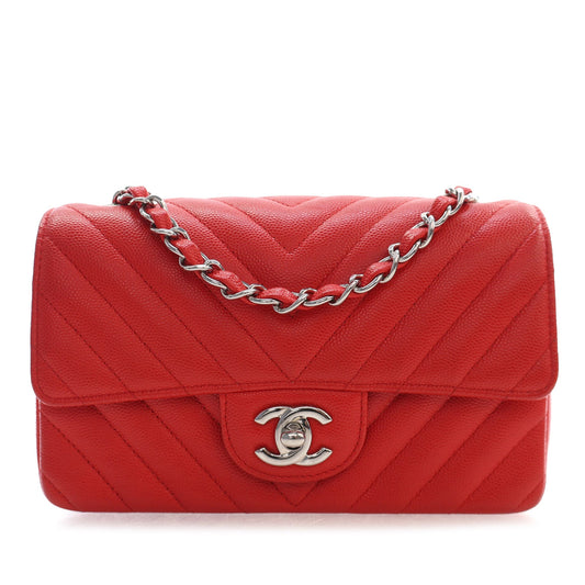 Chanel Mini Rectangular Classic Chevron Caviar Single Flap