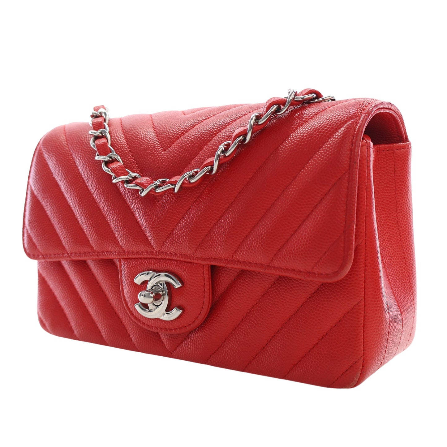 Chanel Mini Rectangular Classic Chevron Caviar Single Flap