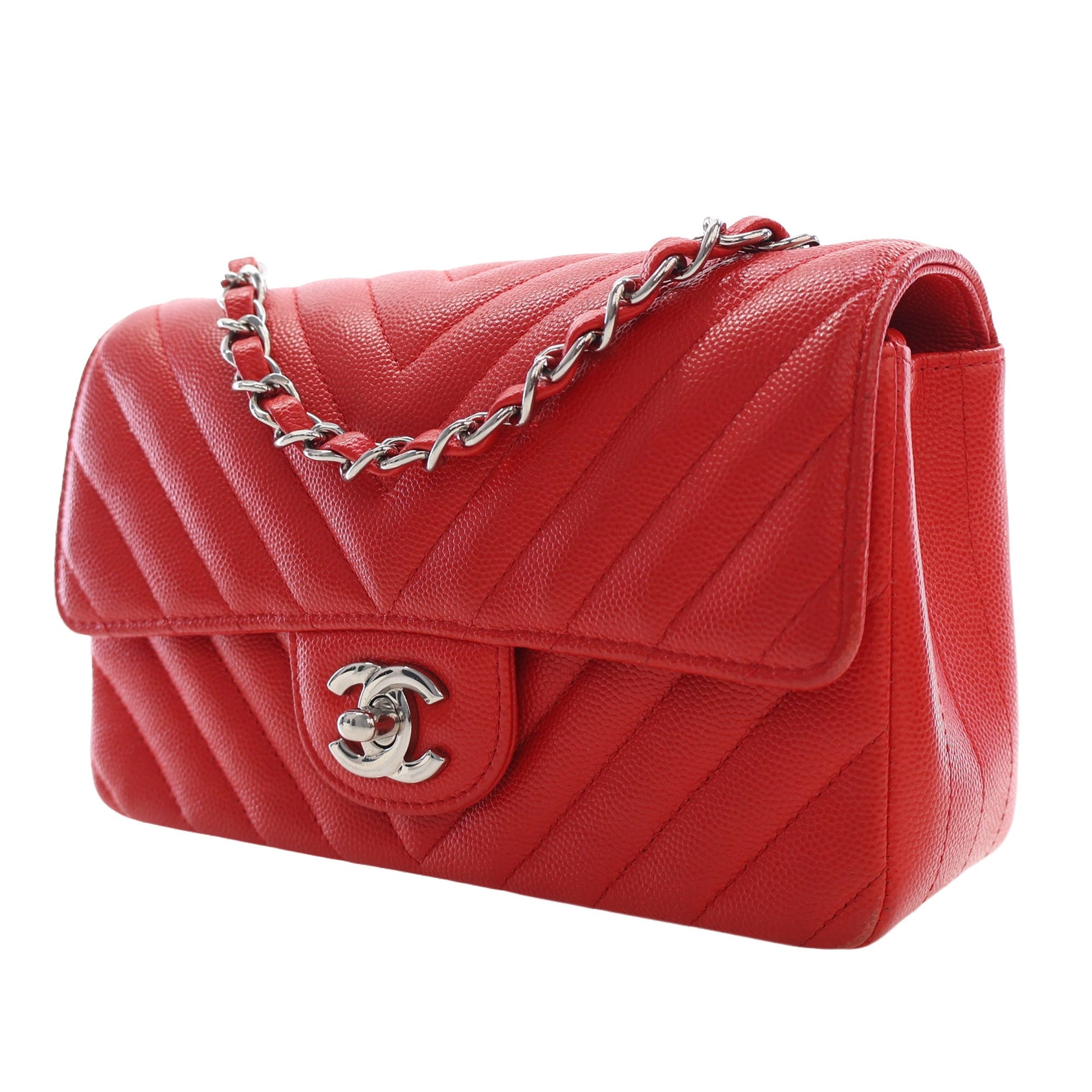 Chanel Mini Rectangular Classic Chevron Caviar Single Flap