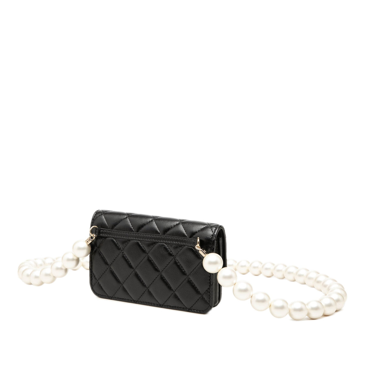 Chanel Quilted Calfskin Maxi Pearls Clutch With Chain