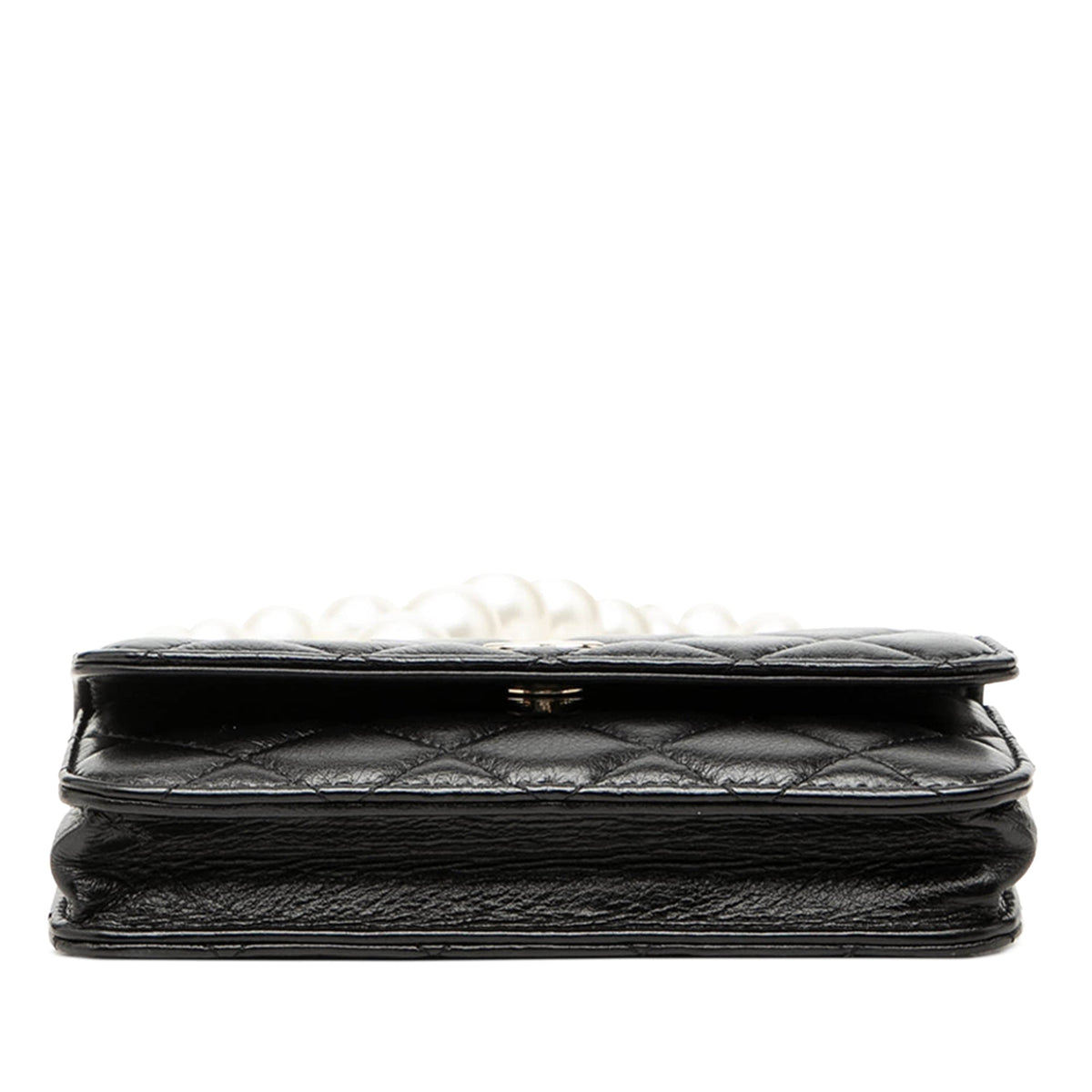 Chanel Quilted Calfskin Maxi Pearls Clutch With Chain