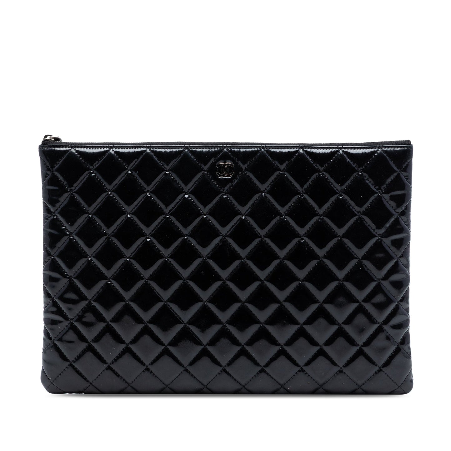 Chanel Large Quilted Patent O Case Clutch