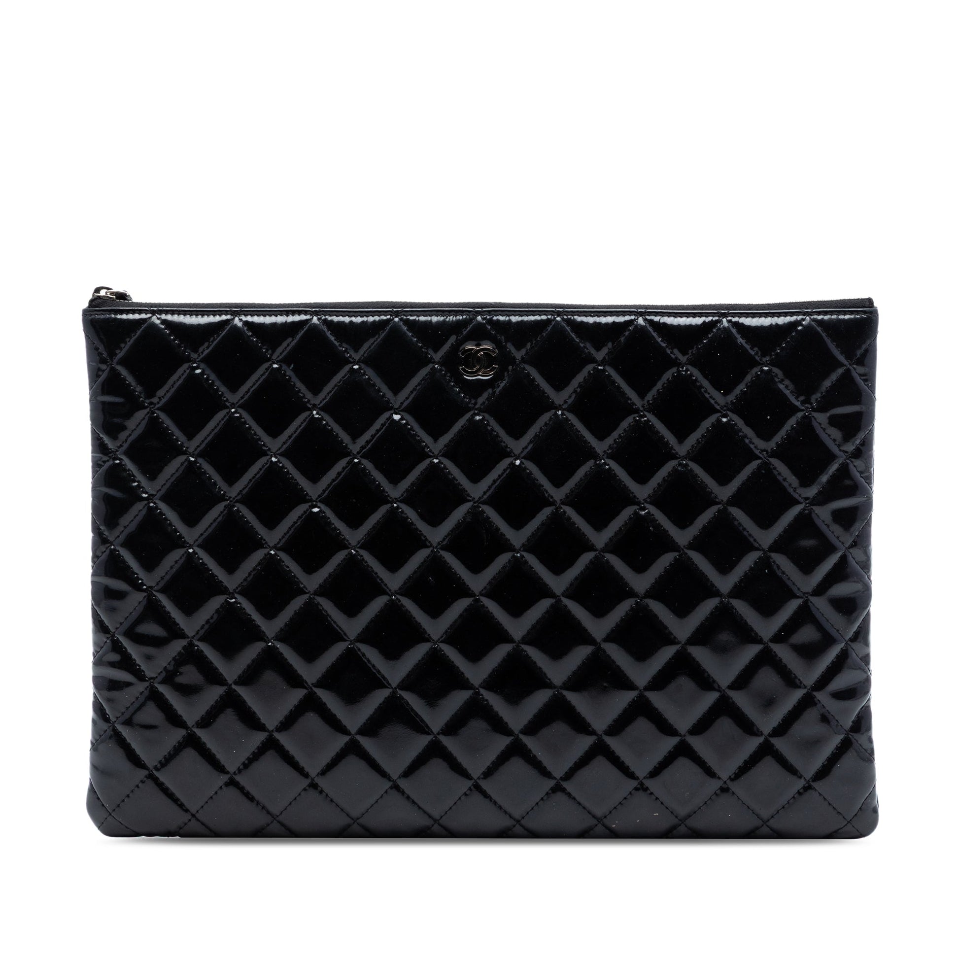 Chanel Large Quilted Patent O Case Clutch