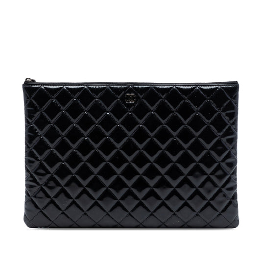 Chanel Large Quilted Patent O Case Clutch