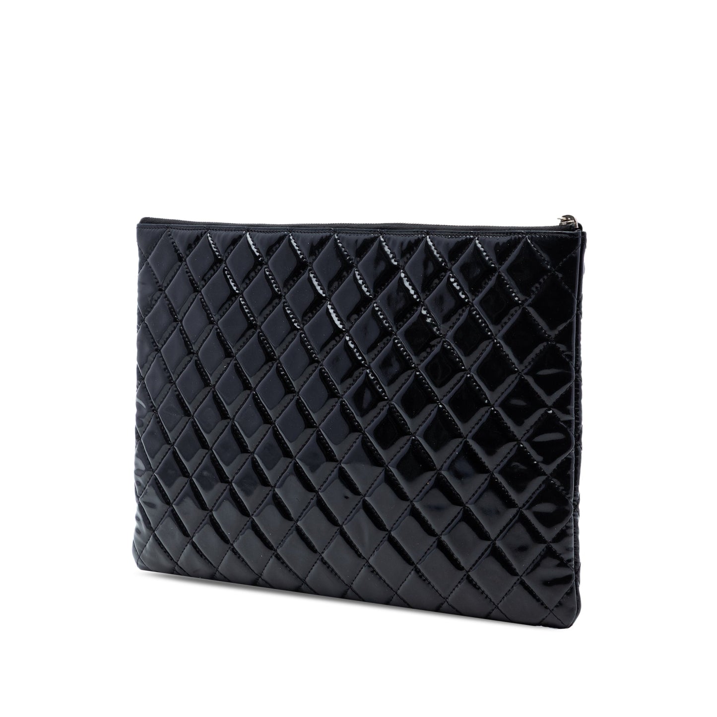 Chanel Large Quilted Patent O Case Clutch