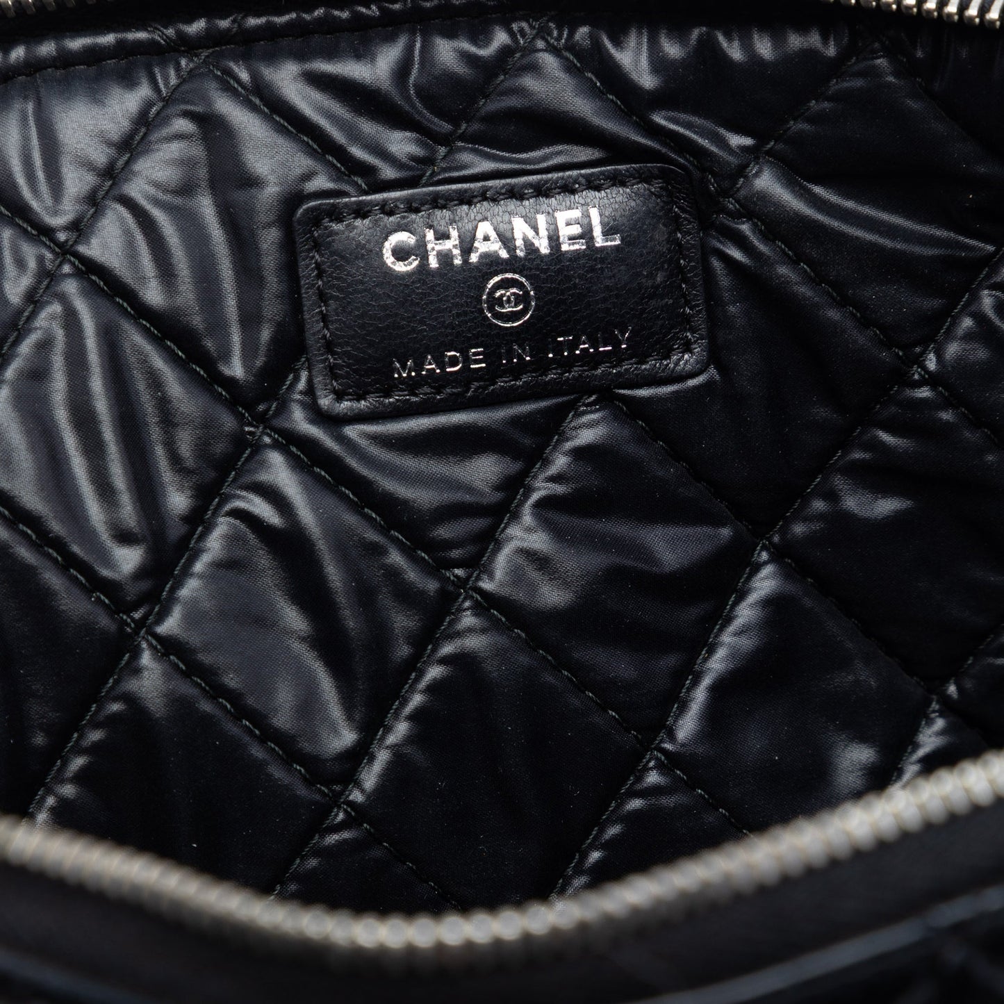 Chanel Large Quilted Patent O Case Clutch