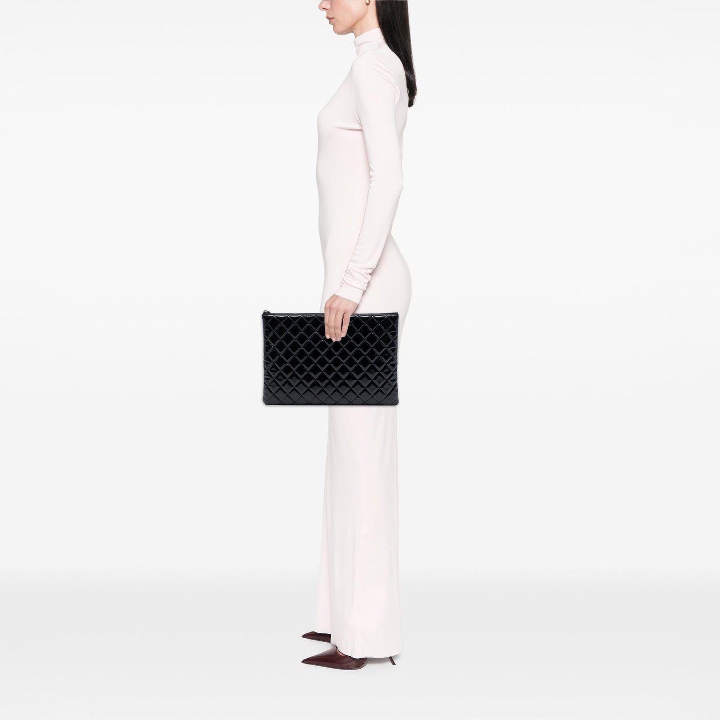 Chanel Large Quilted Patent O Case Clutch