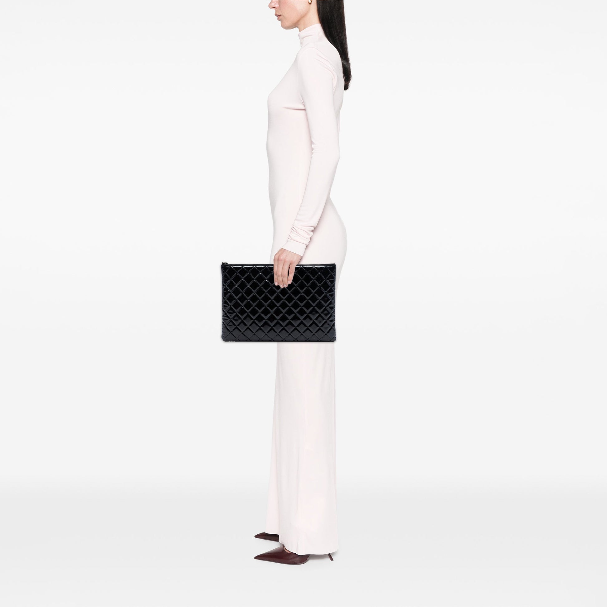 Chanel Large Quilted Patent O Case Clutch