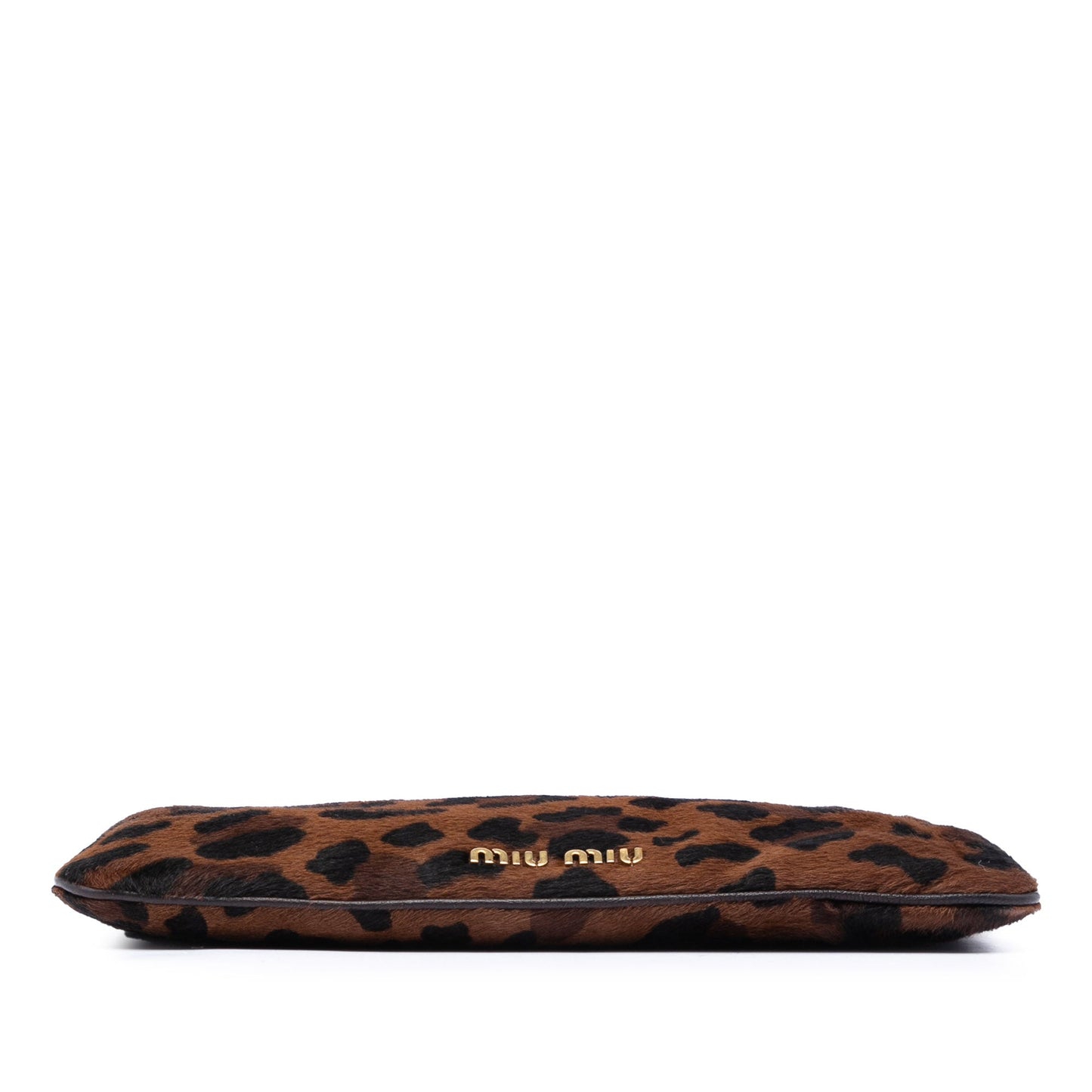Miu Miu Leopard Printed Calfskin Hair Frame Clutch