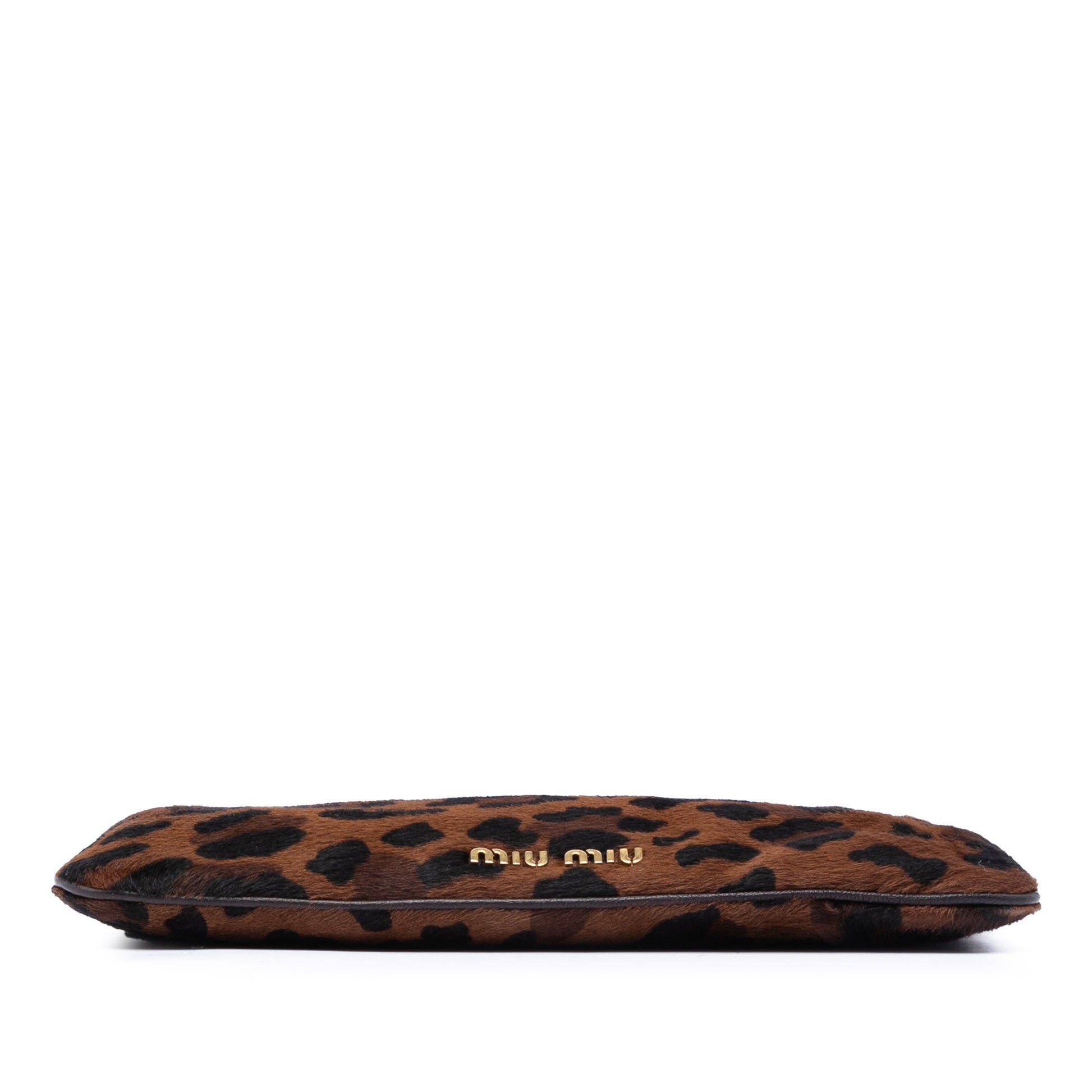 Miu Miu Leopard Printed Calfskin Hair Frame Clutch