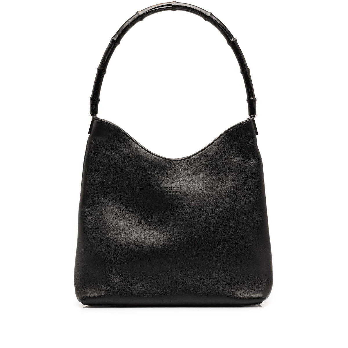 Gucci Calfskin Bamboo Shoulder Bag — Black