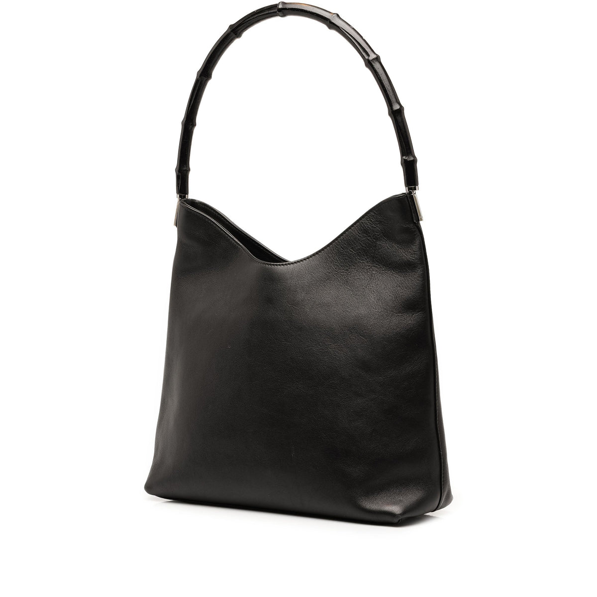 Gucci Calfskin Bamboo Shoulder Bag — Black