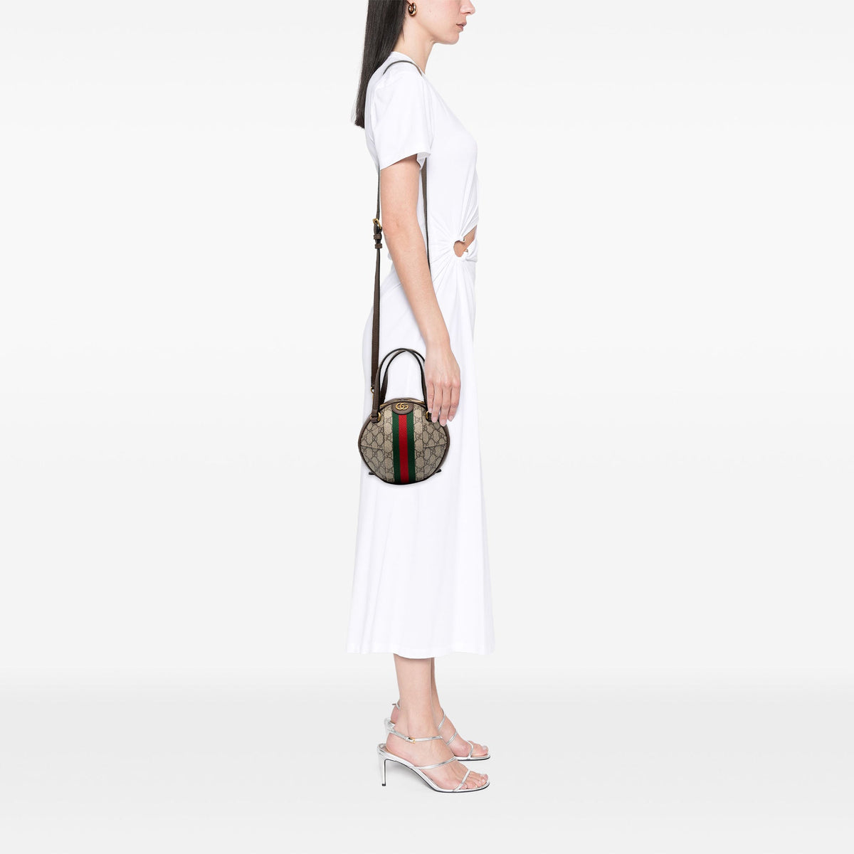 Gucci Mini GG Supreme Ophidia Basketball Bag — Beige
