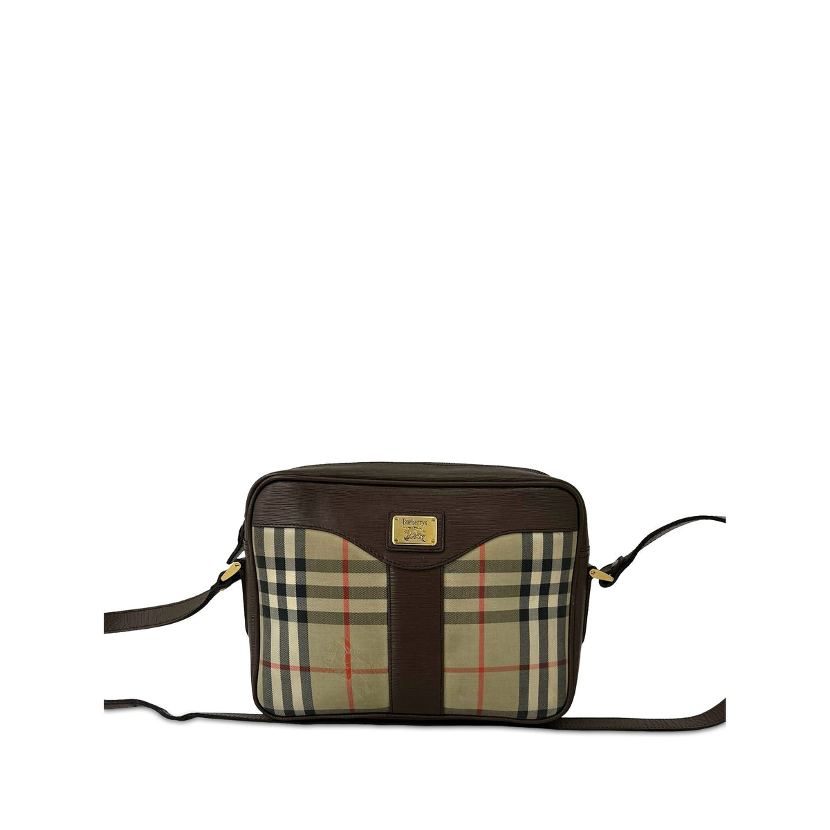 Burberry Haymarket Check Canvas Crossbody — Beige