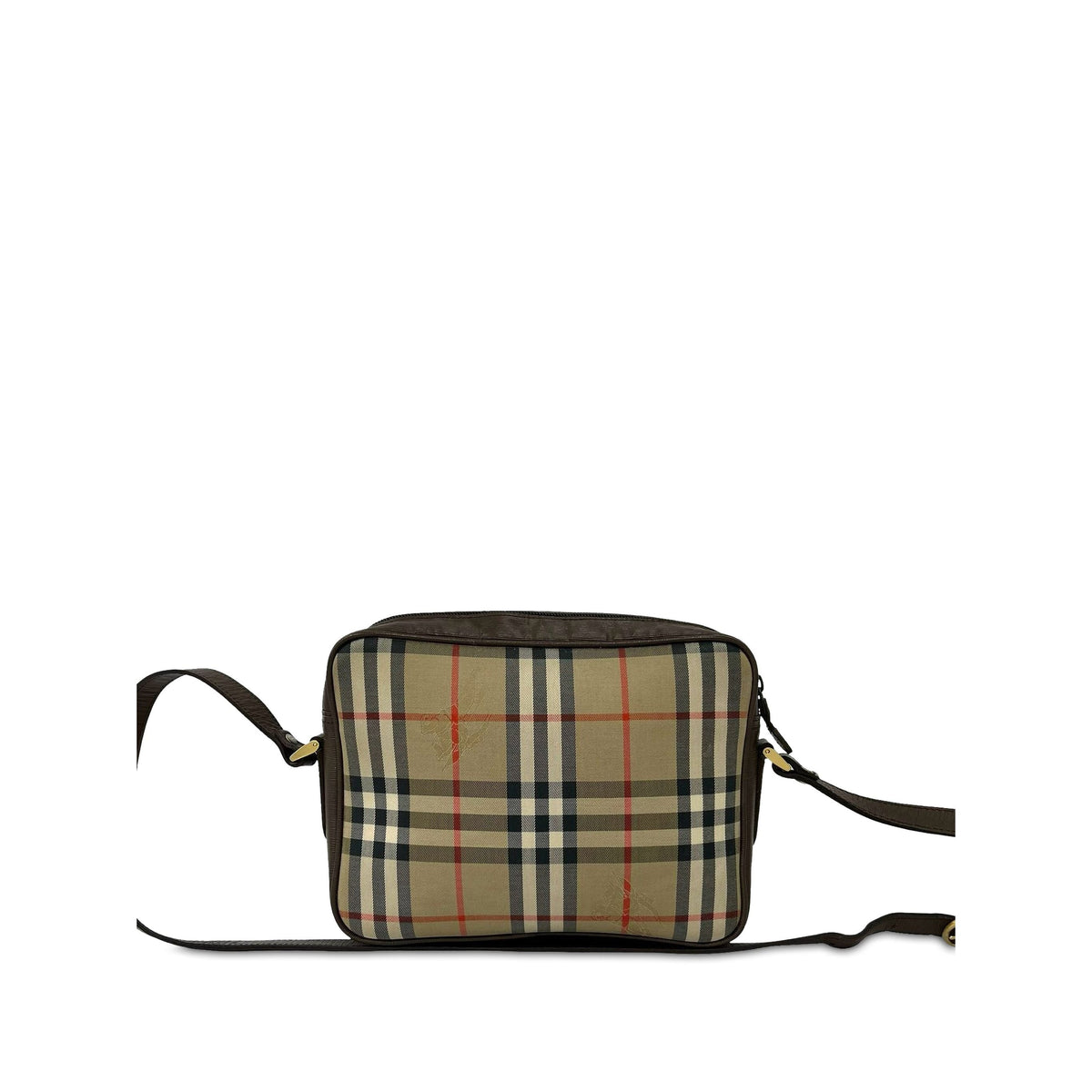 Burberry Haymarket Check Canvas Crossbody — Beige