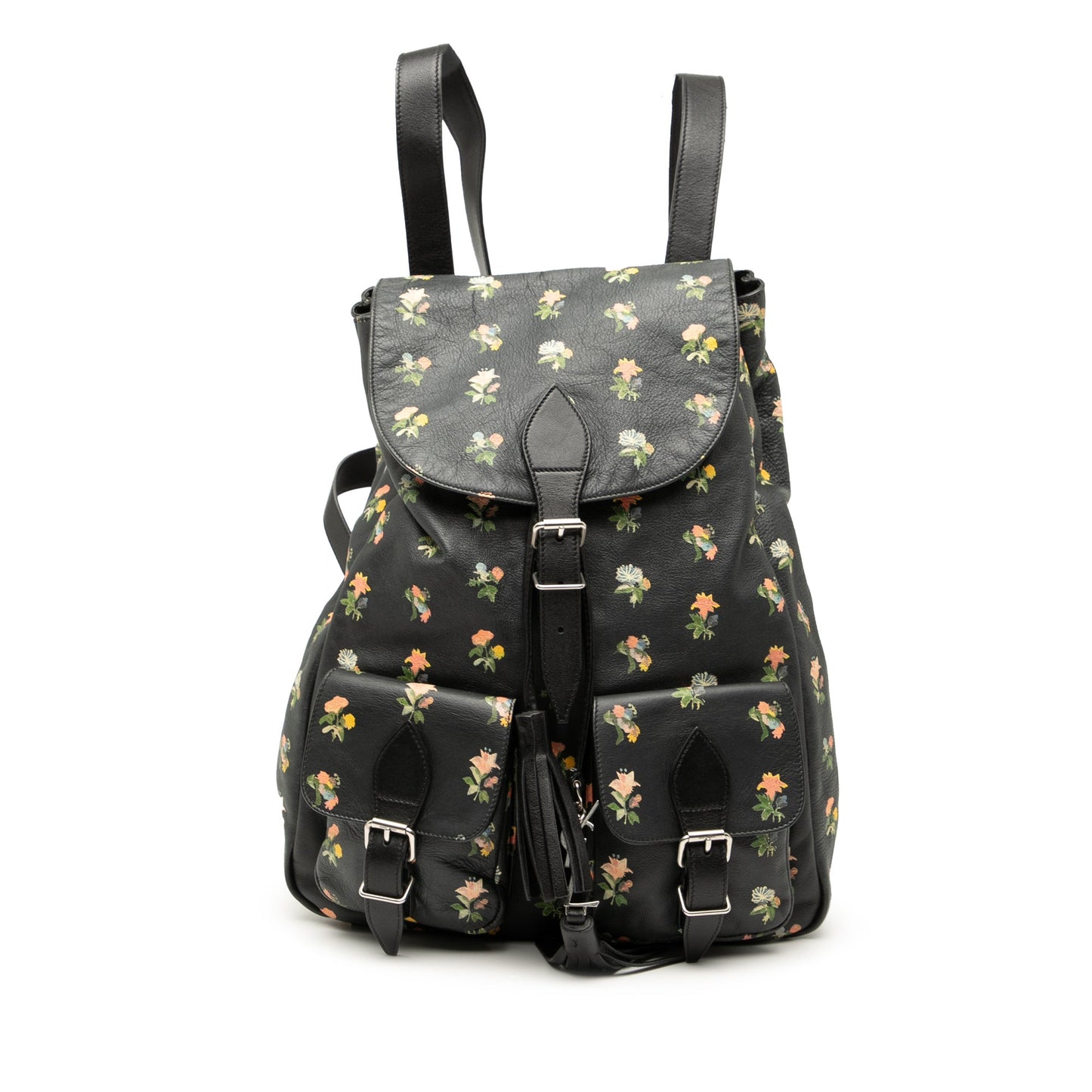 Saint Laurent Leather Prairie Floral Printed Festival Backpack