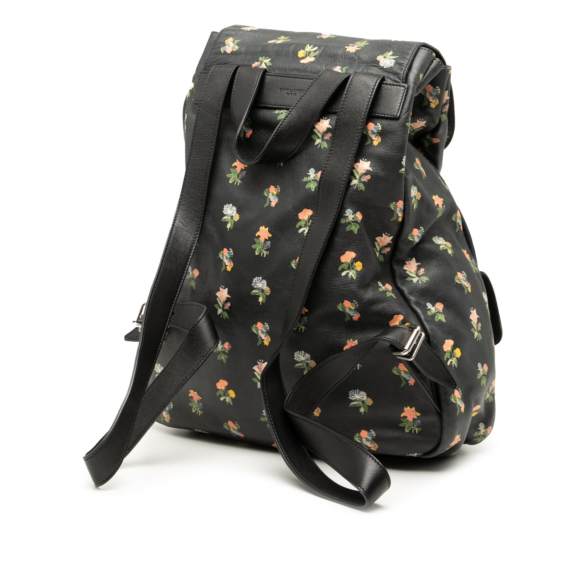 Saint Laurent Leather Prairie Floral Printed Festival Backpack