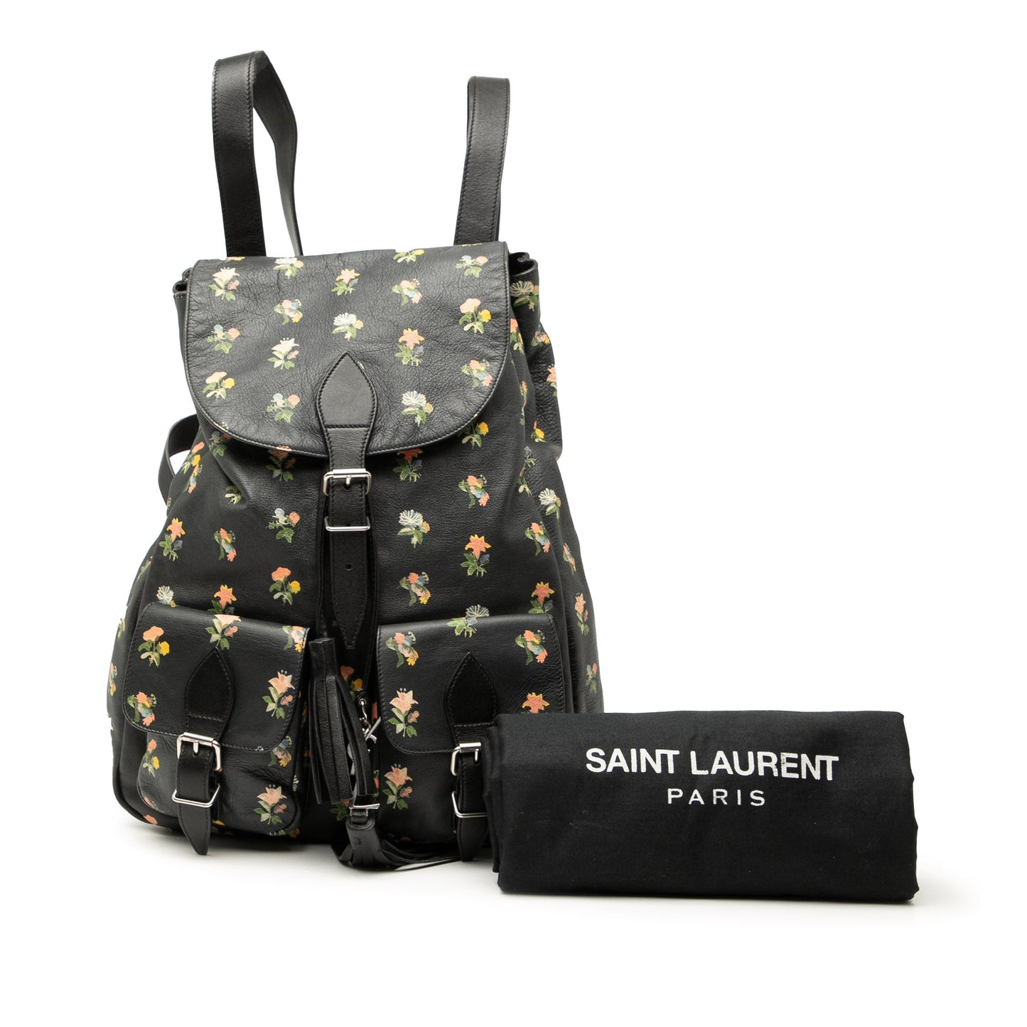 Saint Laurent Leather Prairie Floral Printed Festival Backpack