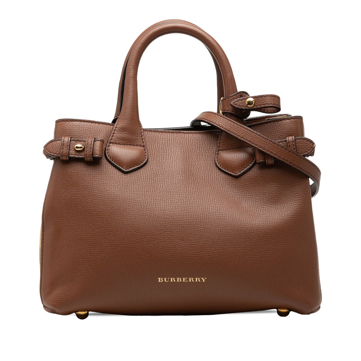 Burberry Small Grainy Calfskin and House Check Banner Satchel