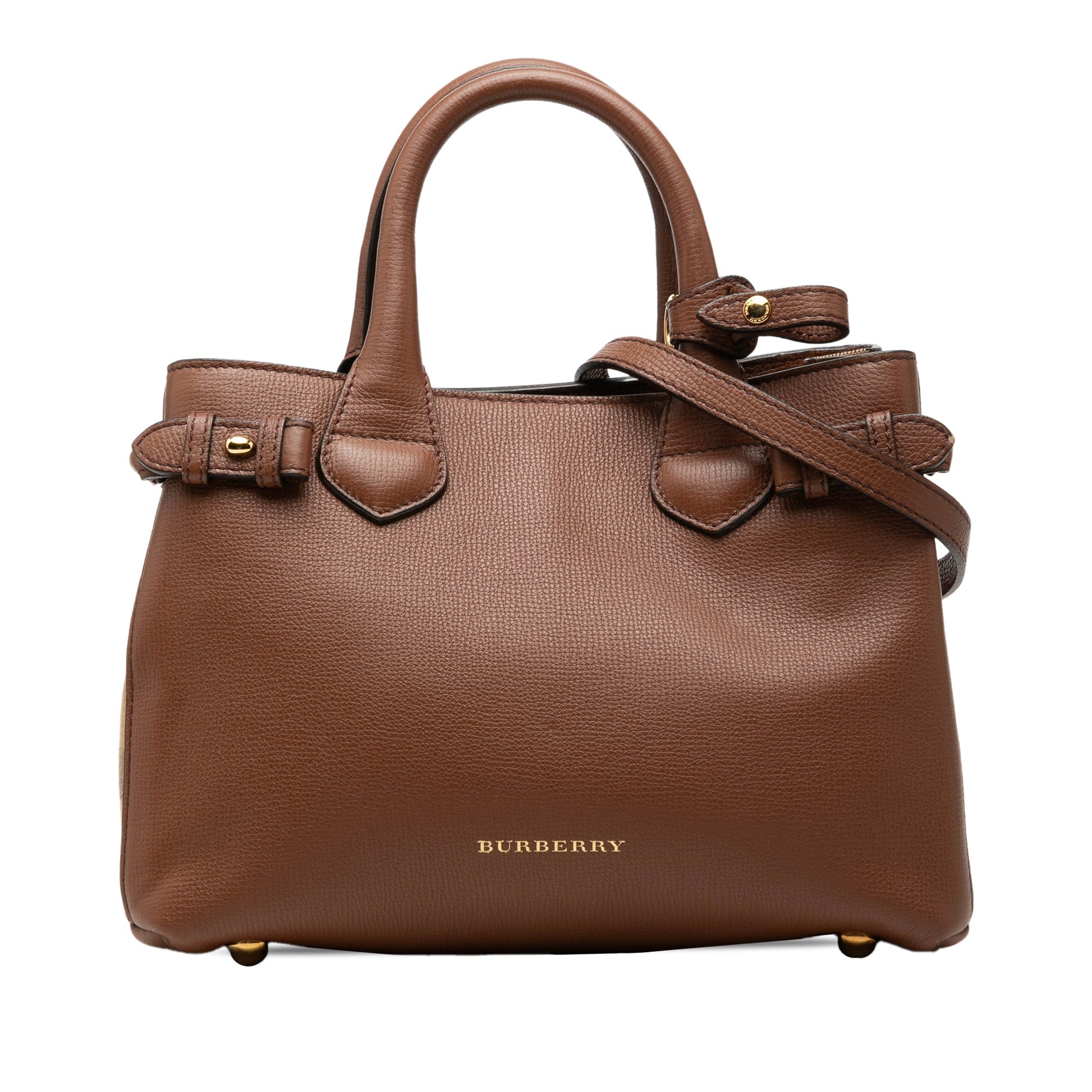 Burberry Small Grainy Calfskin and House Check Banner Satchel