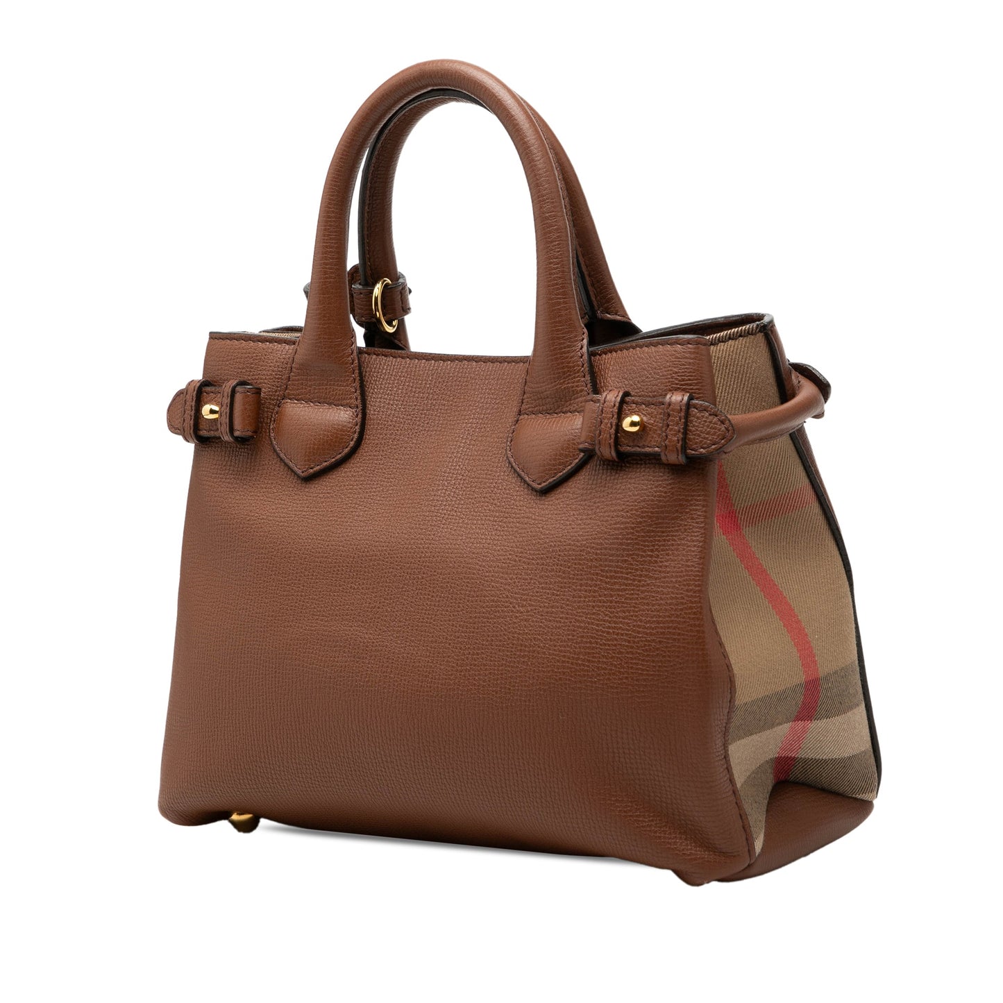 Burberry Small Grainy Calfskin and House Check Banner Satchel