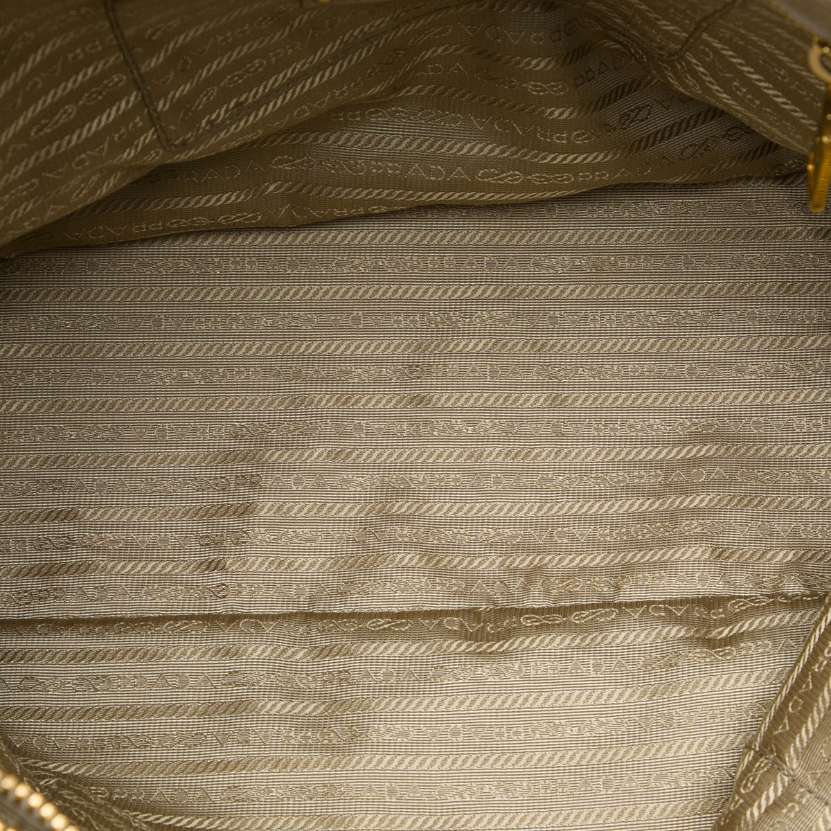 Prada Vitello Daino Double Zip Convertible Tote — Beige