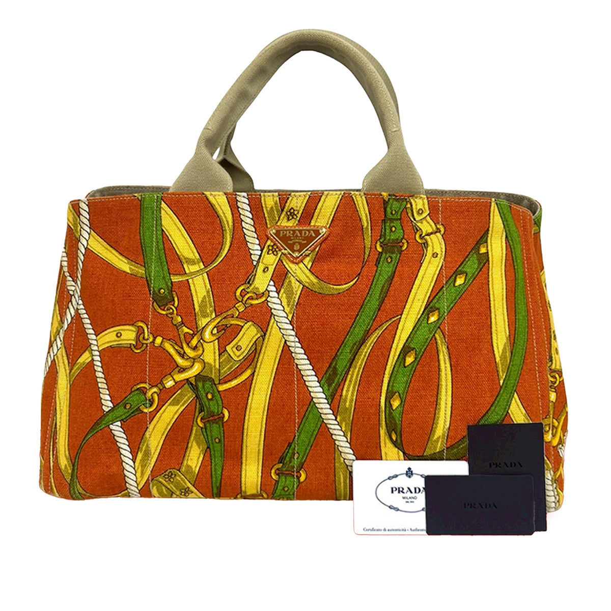 Prada Printed Canvas Canapa Tote