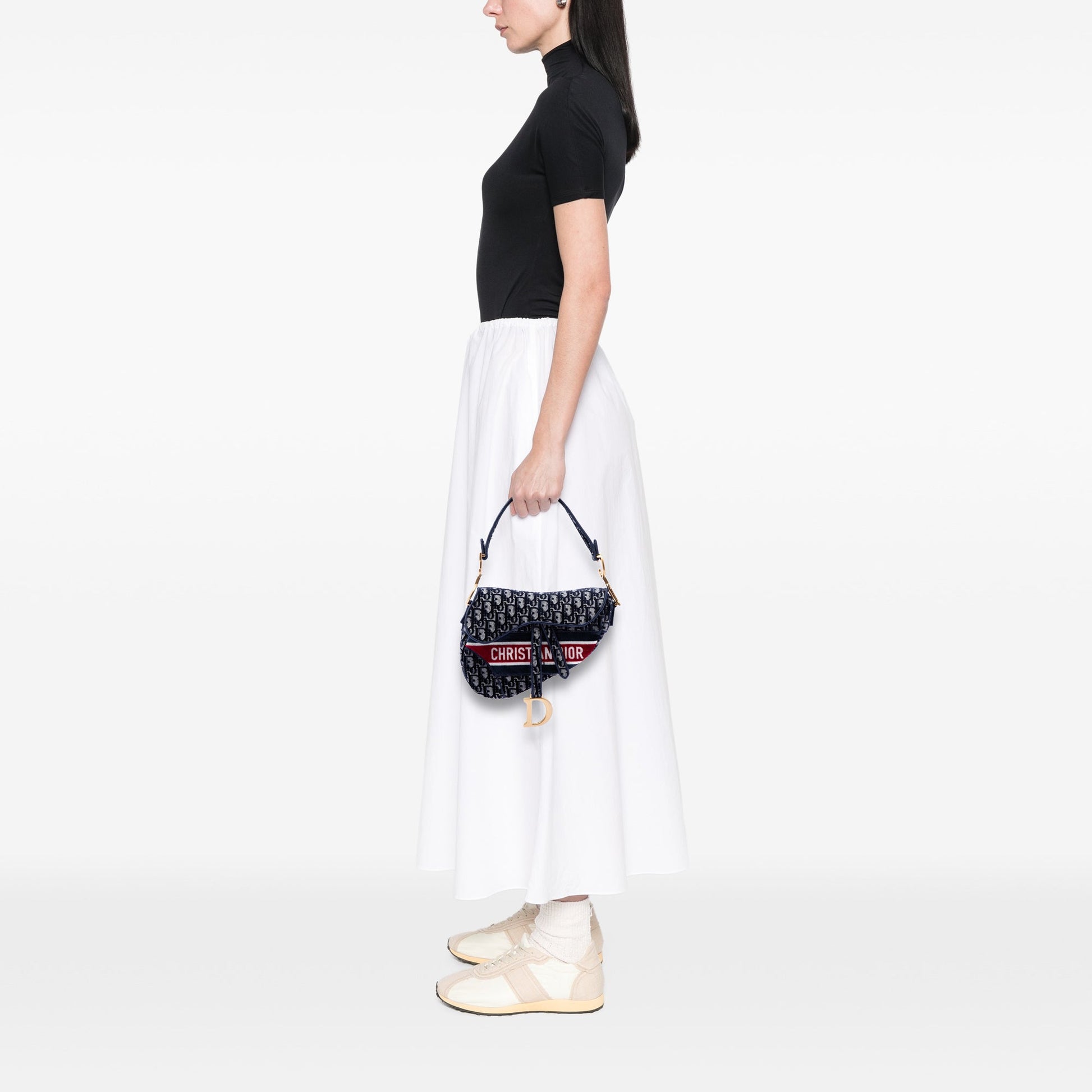 Dior Oblique Embroidered Velvet Saddle Bag