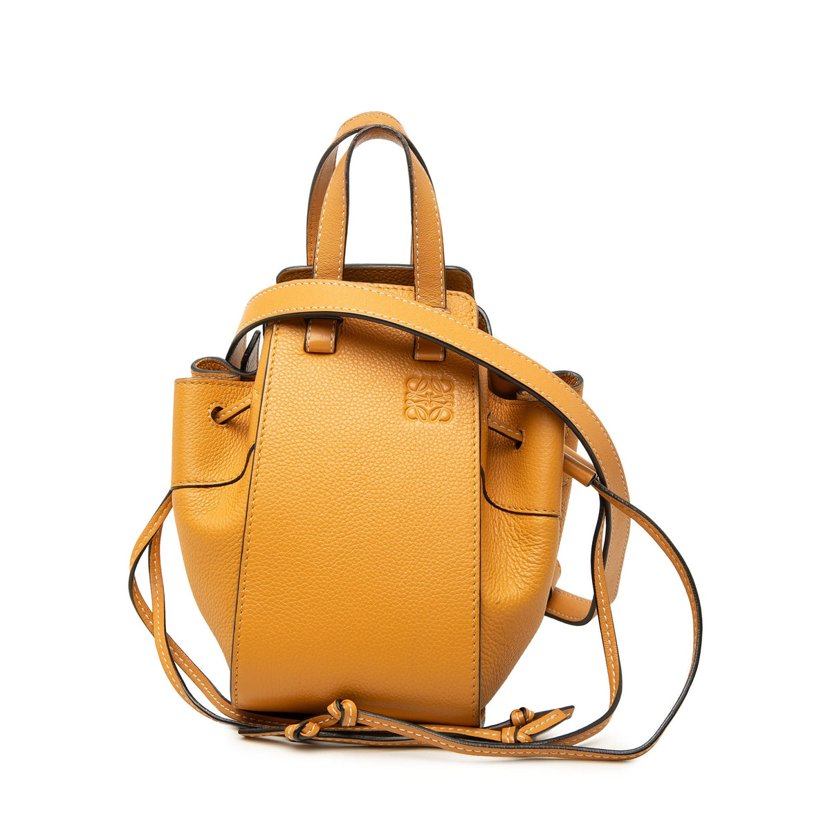 LOEWE Mini Leather Drawstring Hammock Bag — Orange