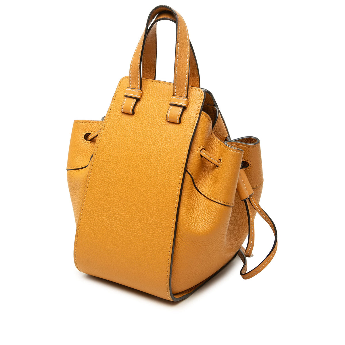 LOEWE Mini Leather Drawstring Hammock Bag — Orange