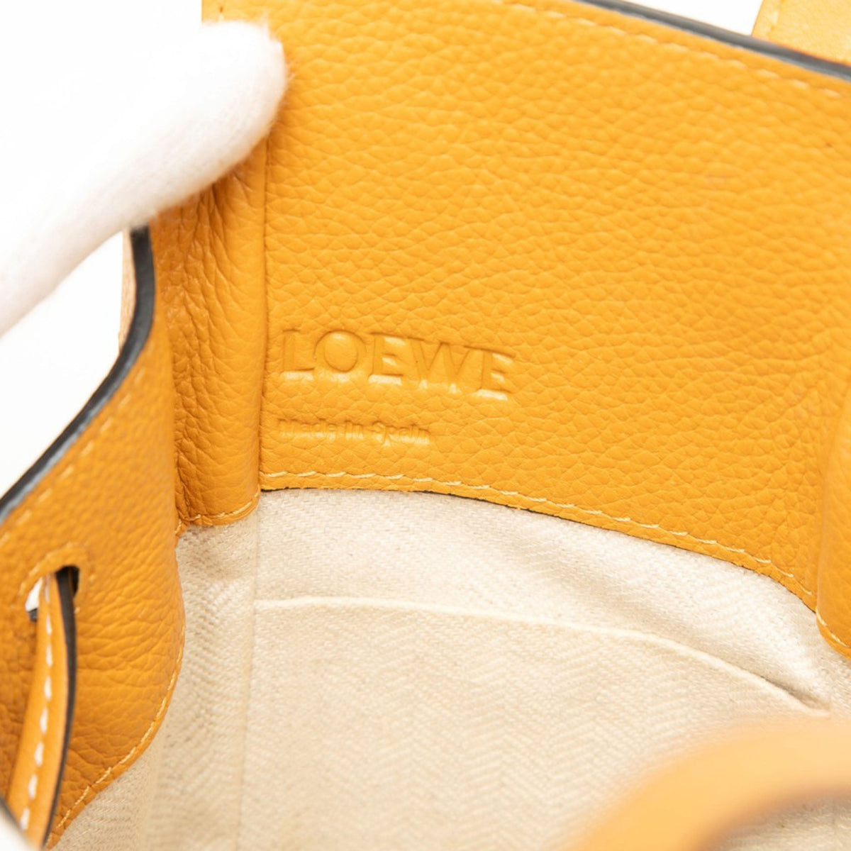 LOEWE Mini Leather Drawstring Hammock Bag — Orange