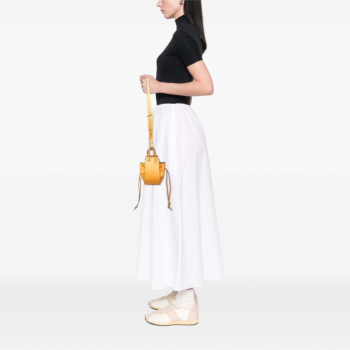 LOEWE Mini Leather Drawstring Hammock Bag — Orange