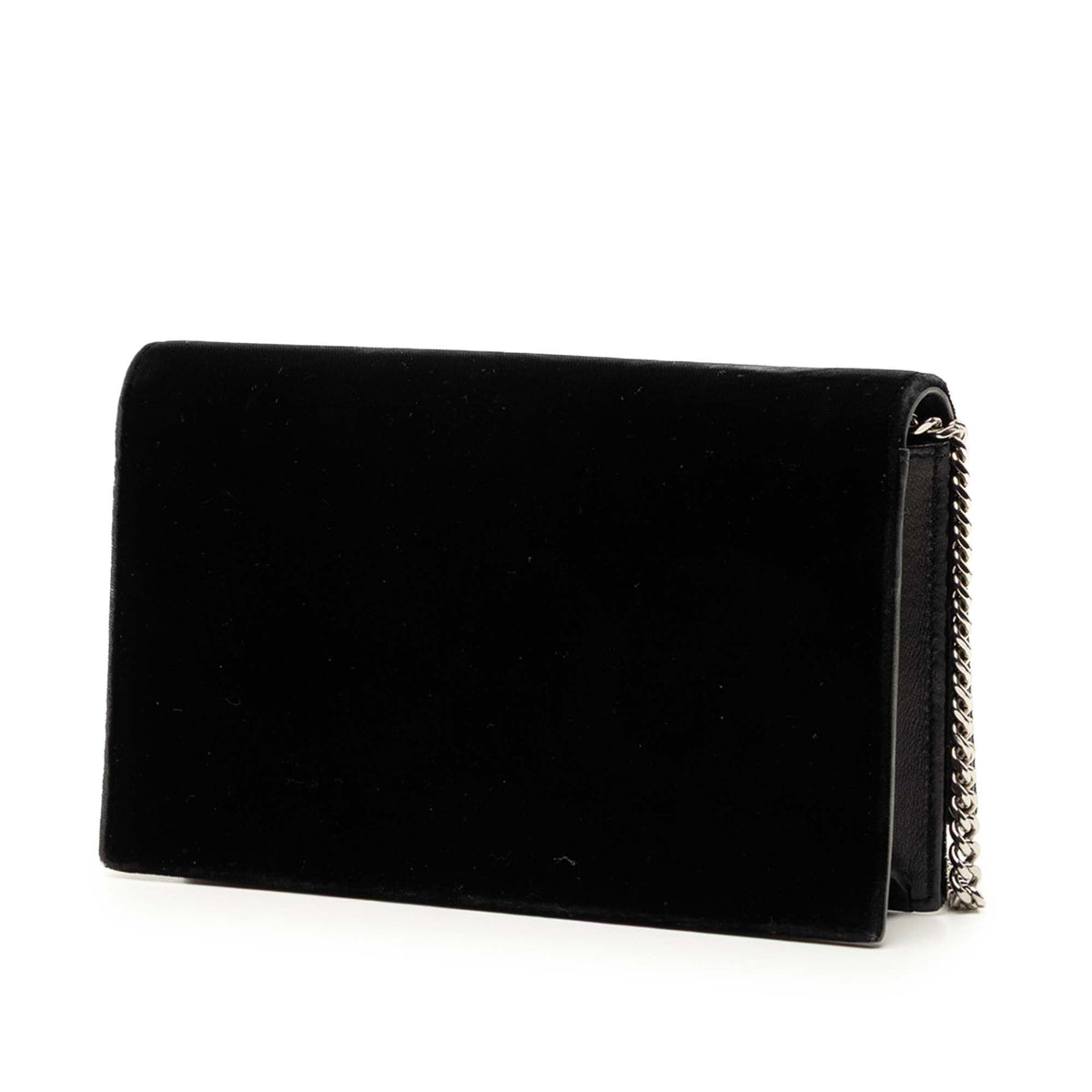 Saint Laurent Velvet Crystal Monogram Kate Tassel Wallet on Chain