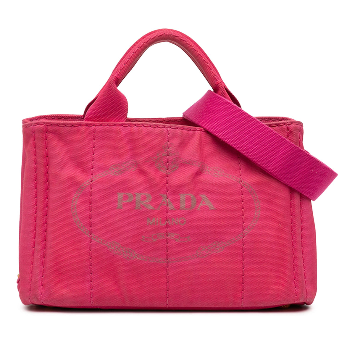 Prada Small Canvas Canapa Logo Tote — Pink
