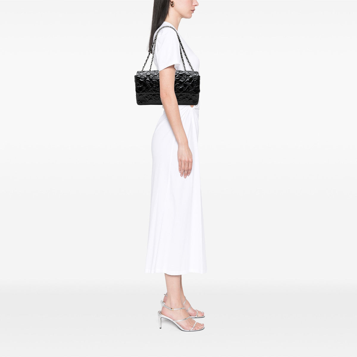 Chanel Jumbo Patent Embossed Lucky Symbols Flap — Black