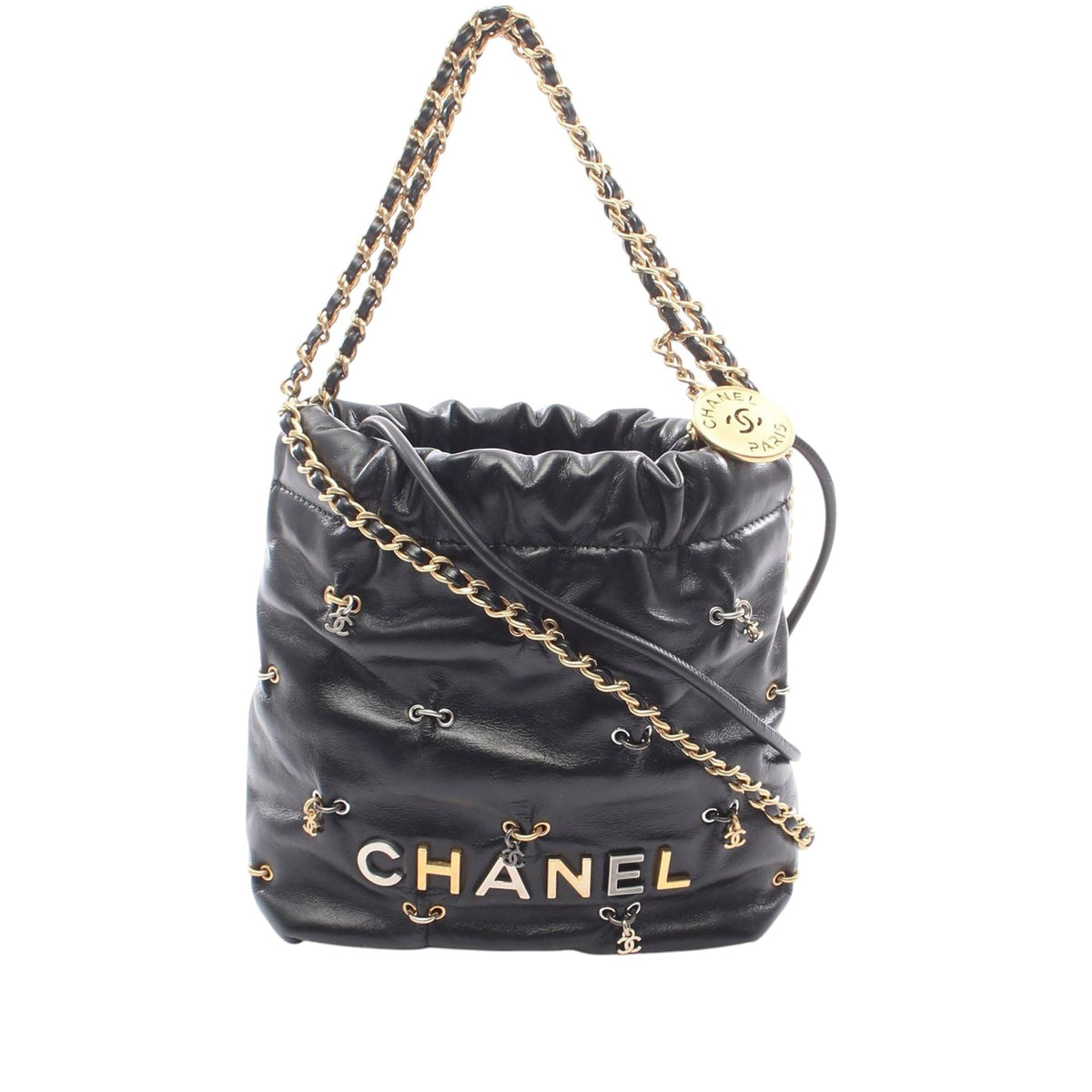 Chanel Mini Shiny Calfskin Charms 22 Handbag