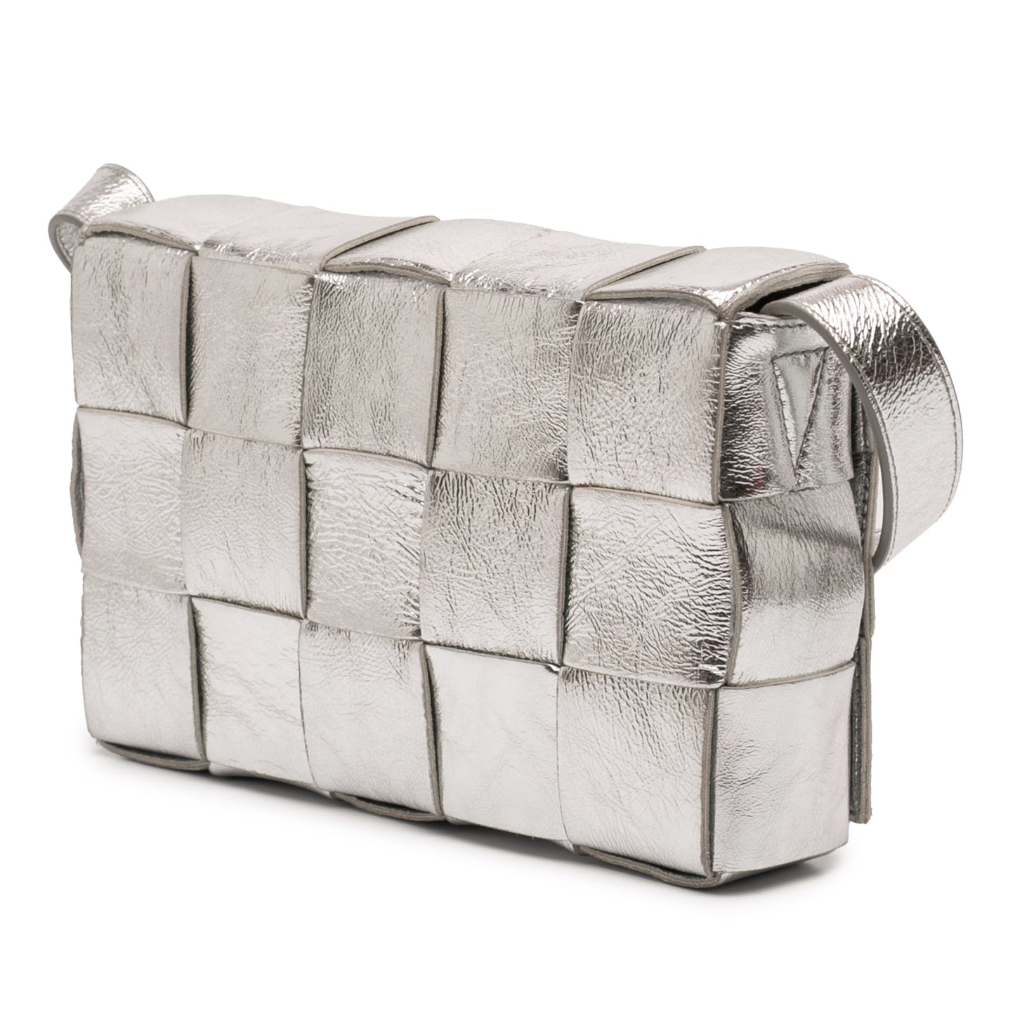 Bottega Veneta Metallic Nappa Intrecciato Cassette Crossbody