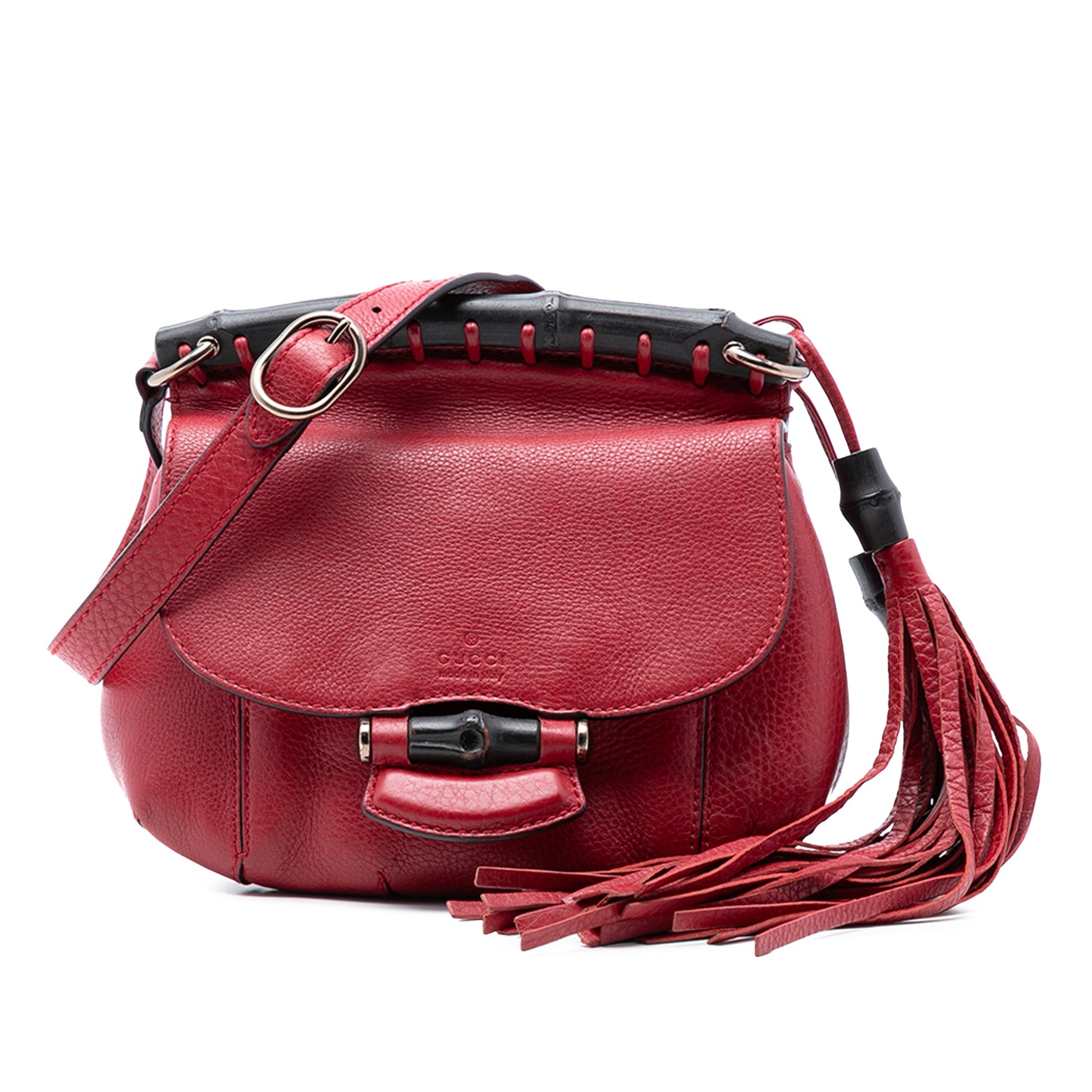 Gucci Small Leather Bamboo Nouveau Fringe Crossbody