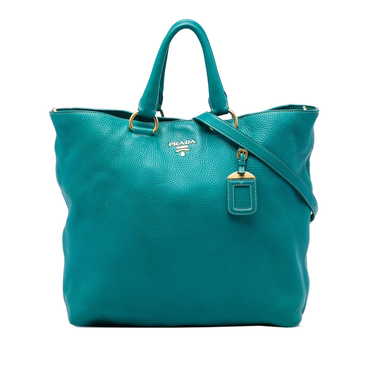 Prada Vitello Daino Open Convertible Tote — Blue