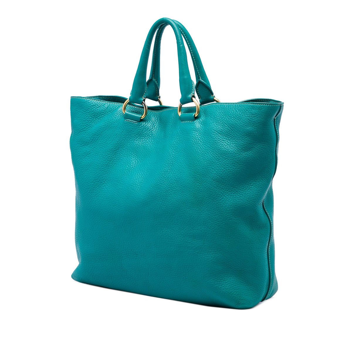 Prada Vitello Daino Open Convertible Tote — Blue