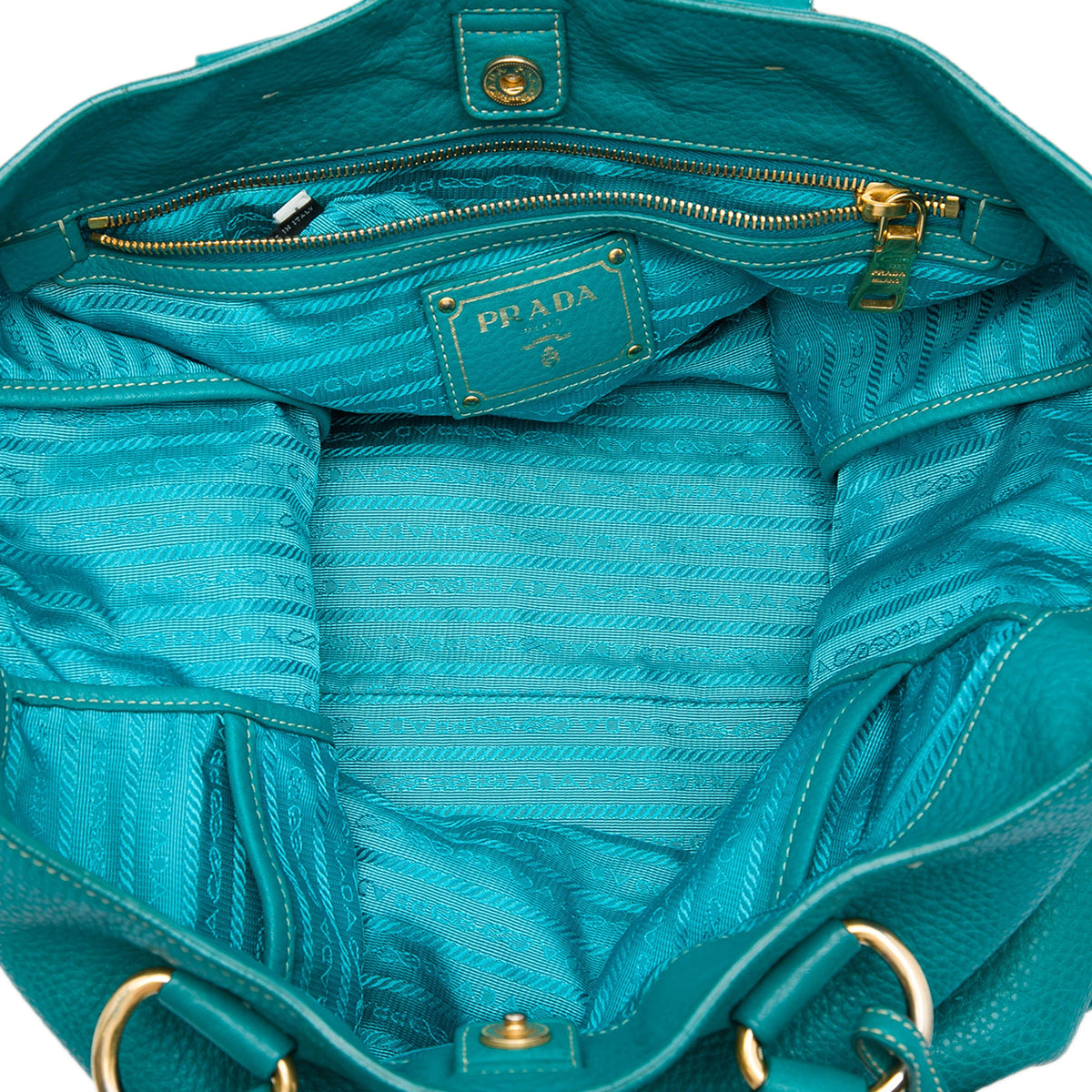 Prada Vitello Daino Open Convertible Tote — Blue