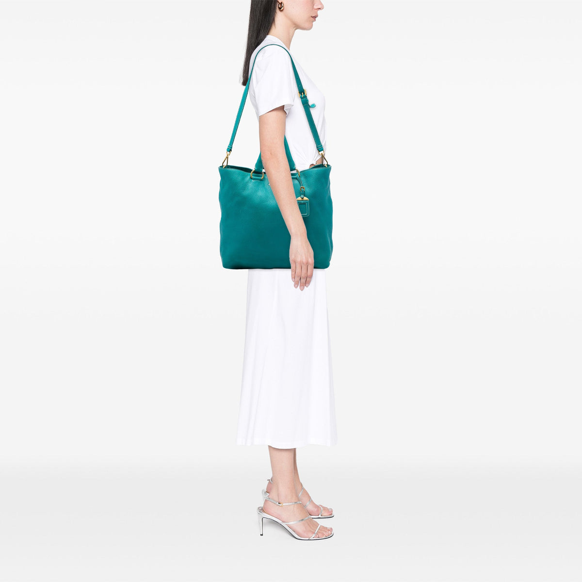 Prada Vitello Daino Open Convertible Tote — Blue