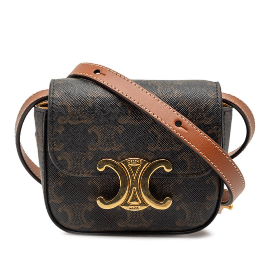Celine Mini Triomphe Coated Canvas Triomphe Crossbody