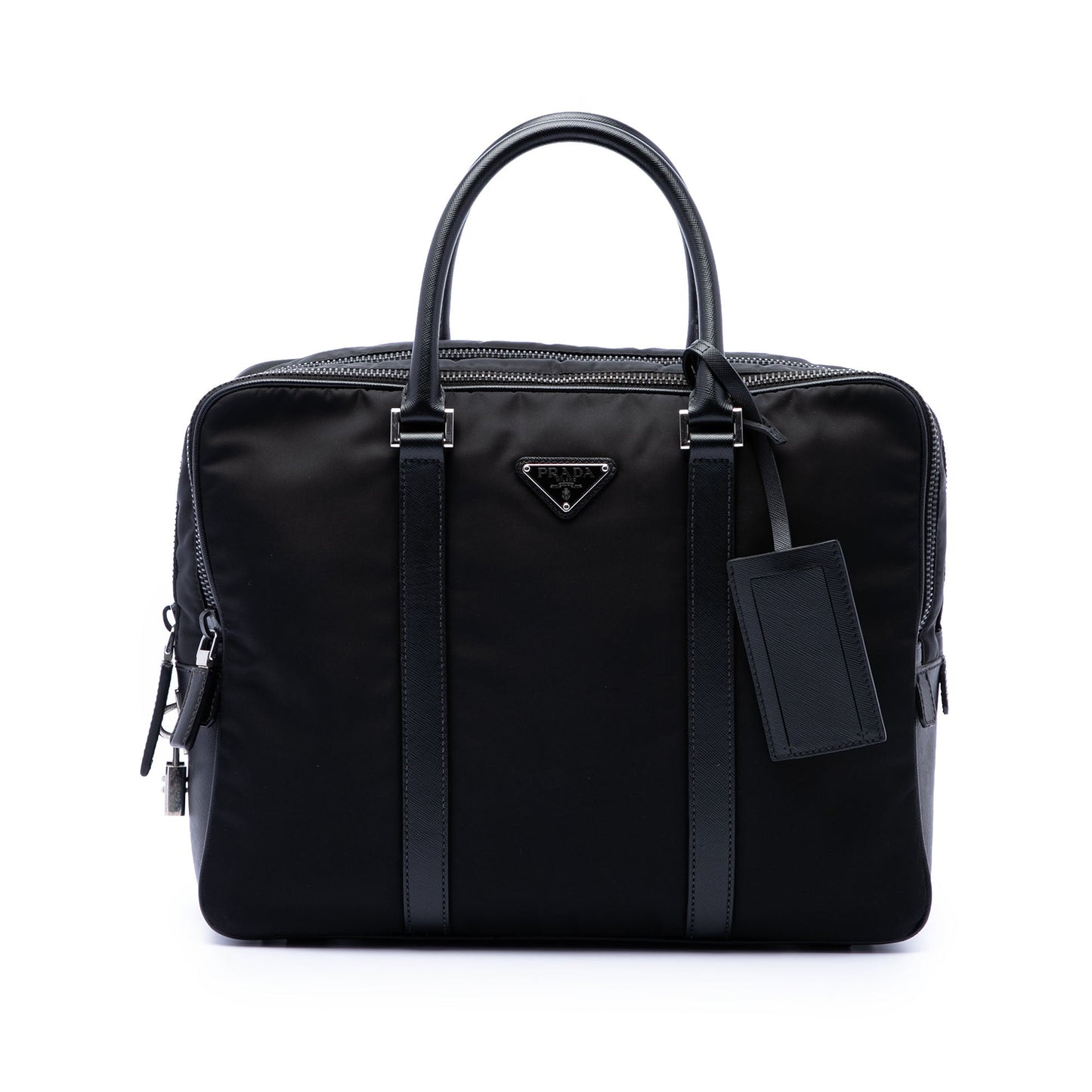 Prada Saffiano Trimmed Tessuto Business Bag