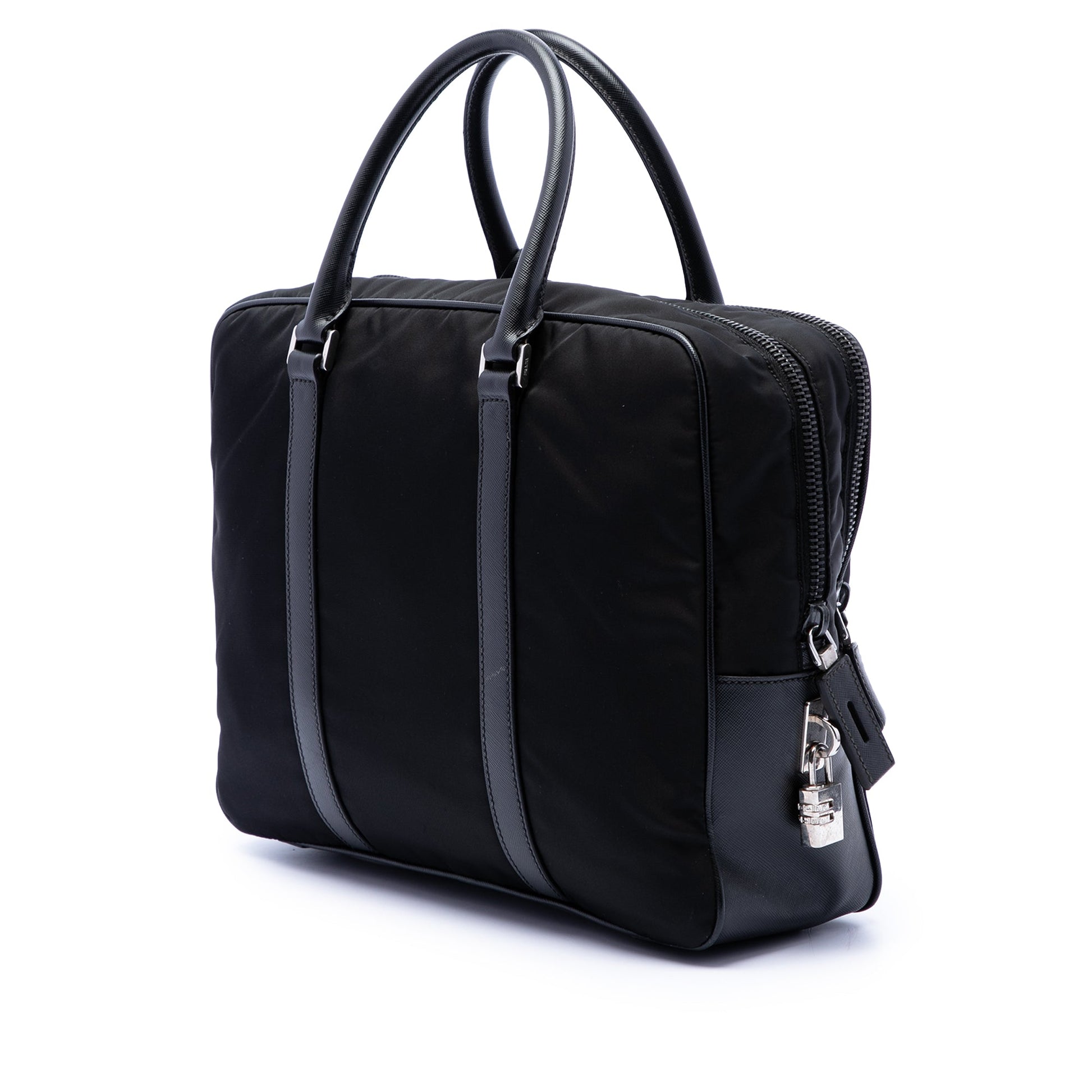 Prada Saffiano Trimmed Tessuto Business Bag