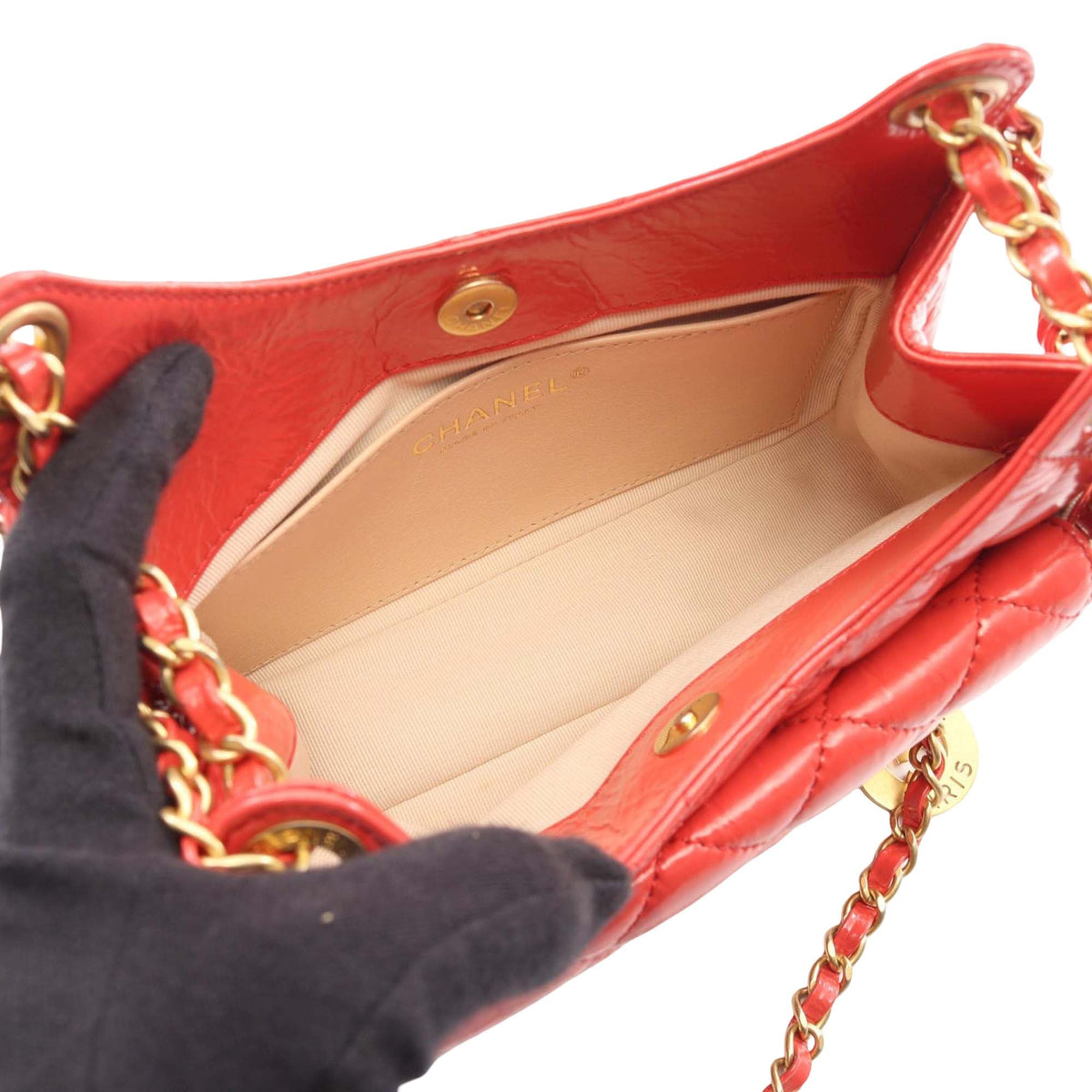 Chanel Small Shiny Crumpled Calfskin Wavy CC Hobo